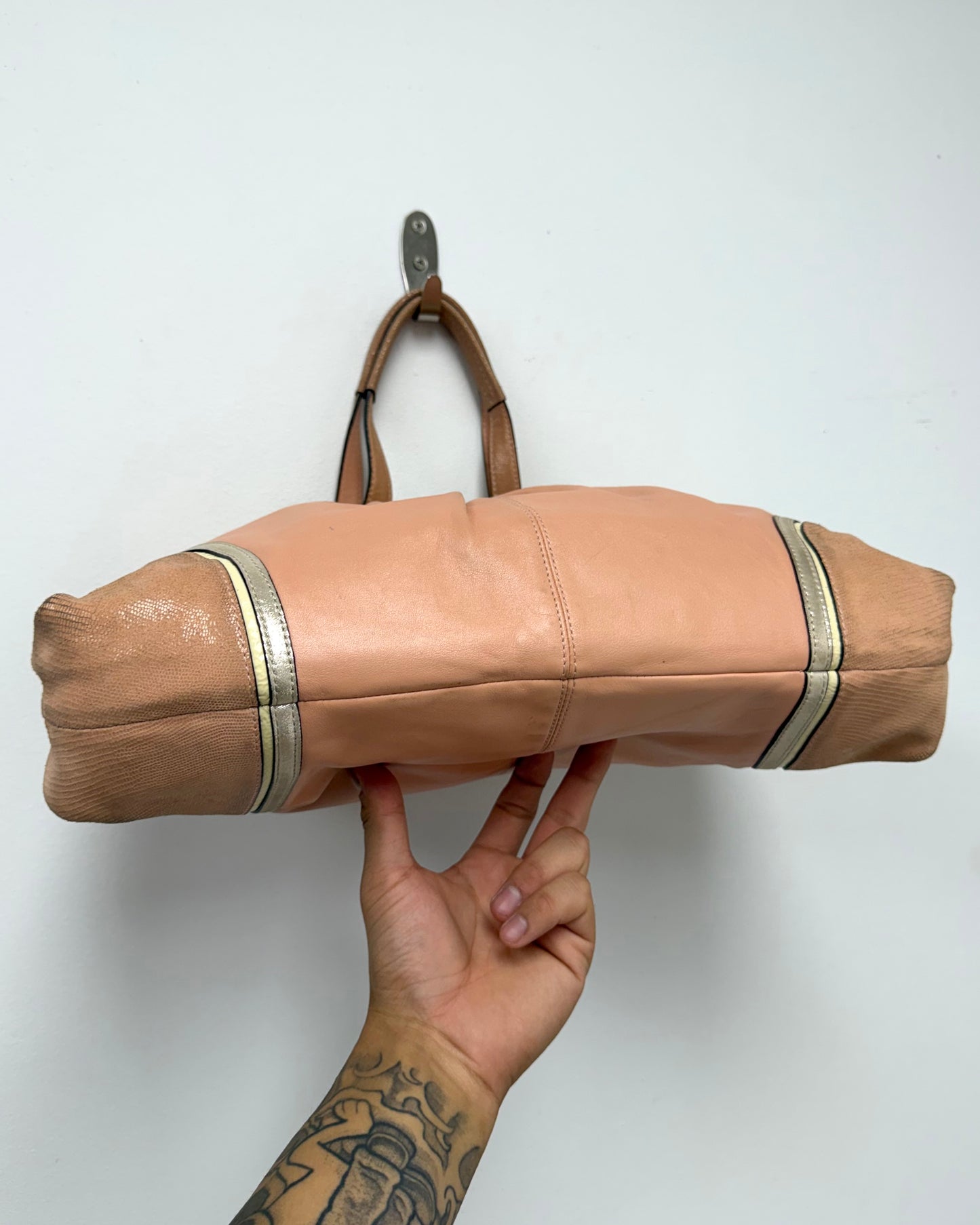 Coach Ashley Spectator carryall bag featuring tan exotic leather