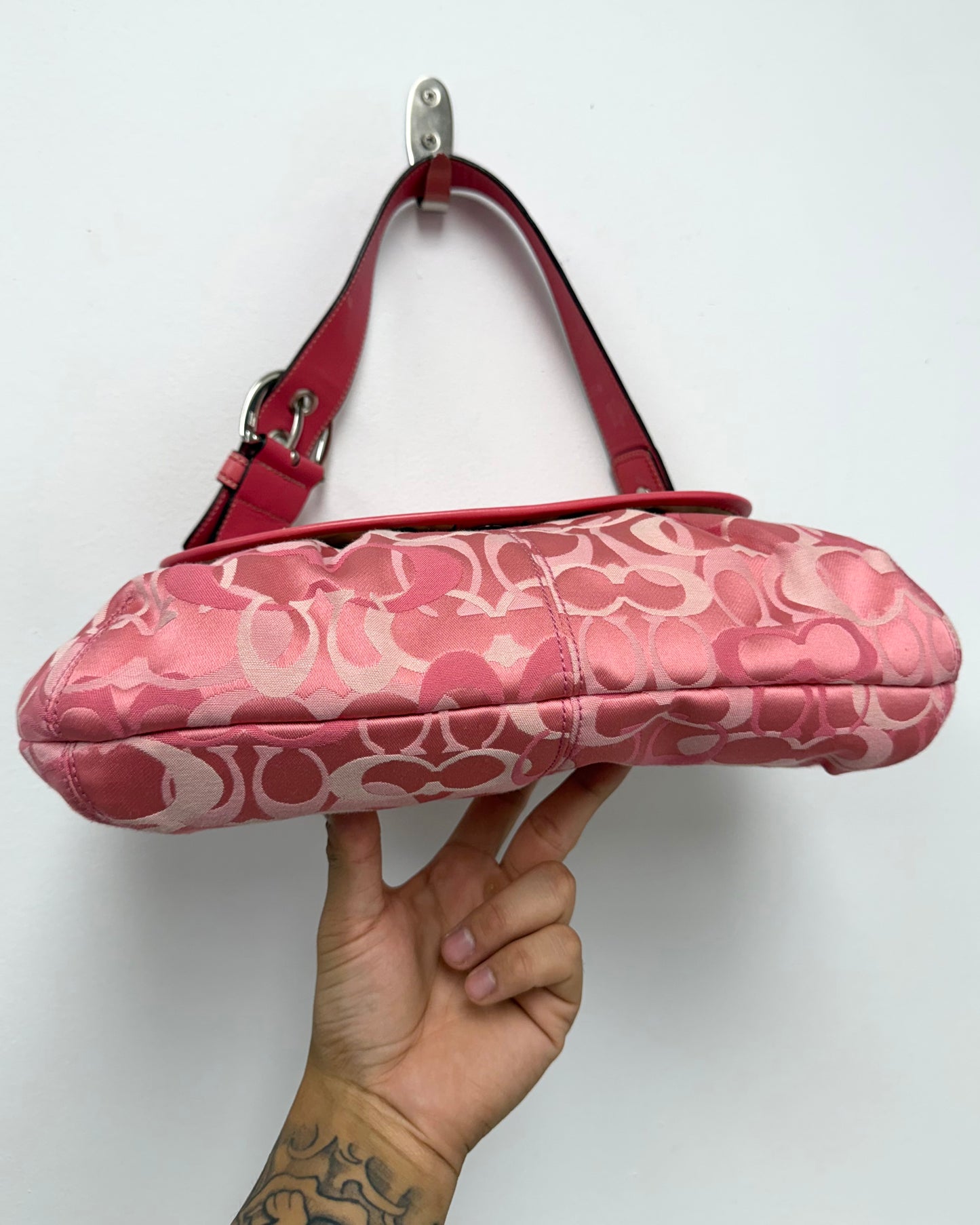 Pink Coach Soho pleated shoulder bag