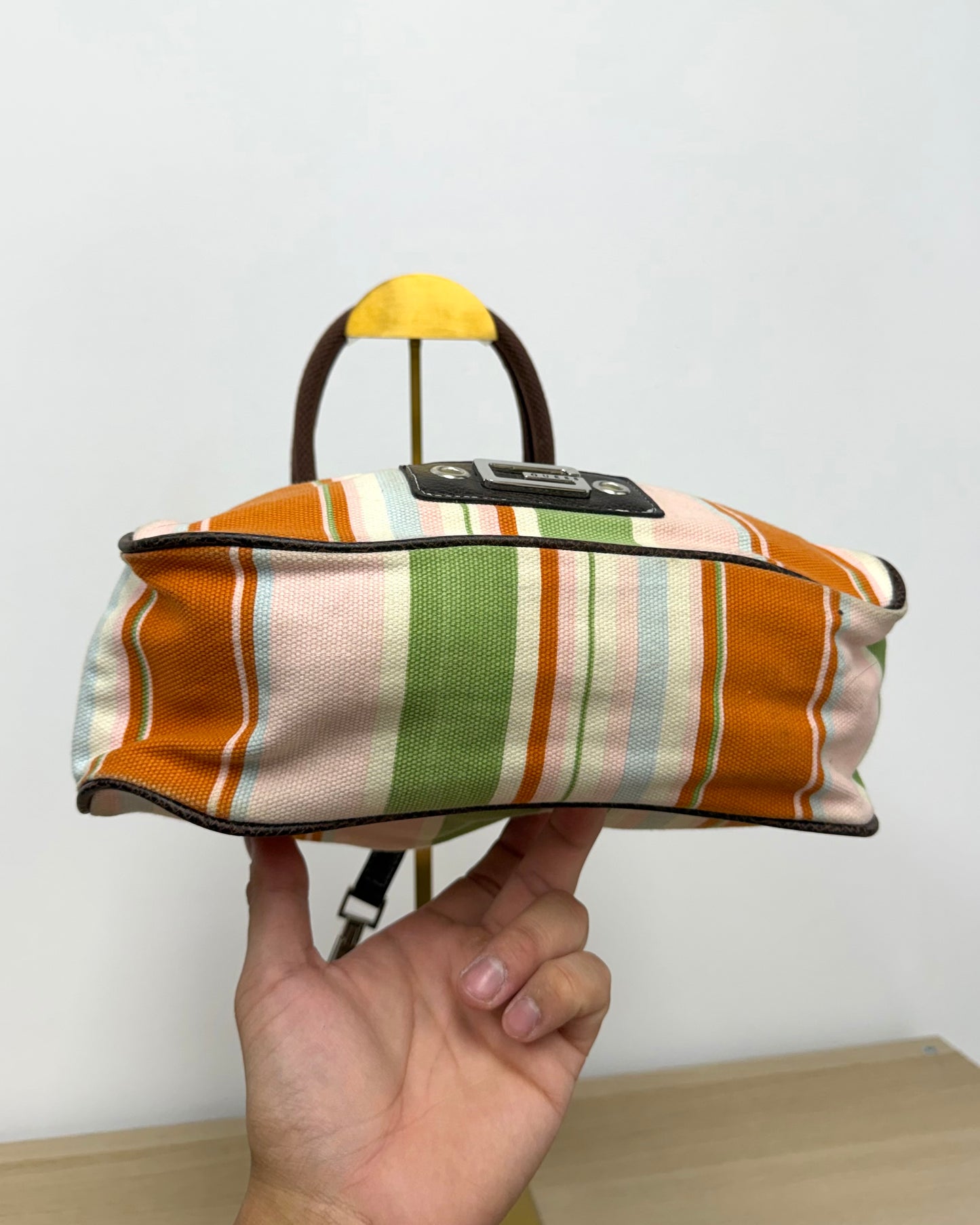 Guess striped canvas handbag
