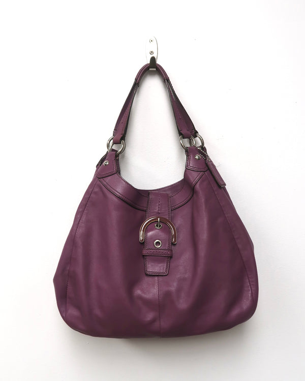 Coach Soho Purple Triple Compartment Leather Hobo Bag