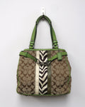 Coach Nancy Signature Stripe Zebra Tote Bag