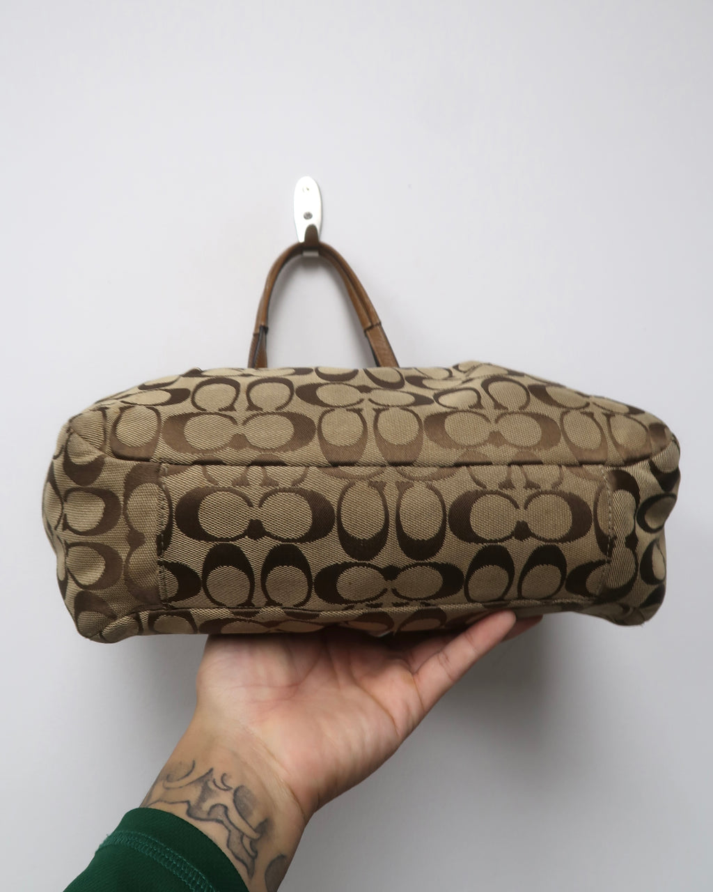 Vintage Y2K Coach Signature C-print canvas and leather shoulder tote bag