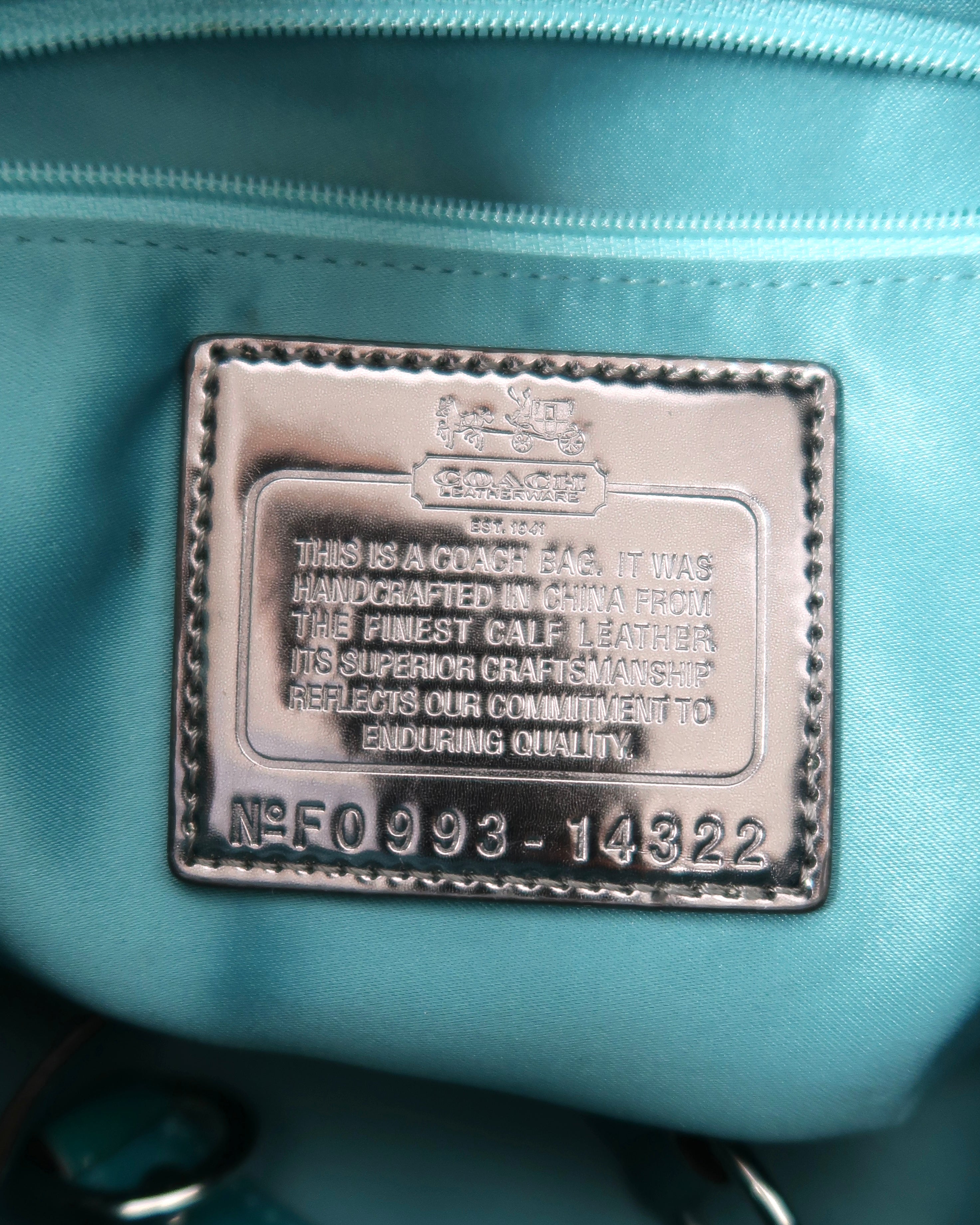Coach Ashley Jade patent leather satchel