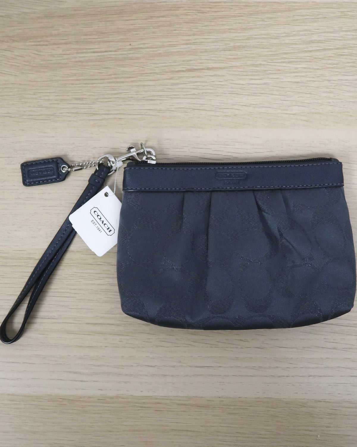 Coach Signature Pleated Medium Wristlet