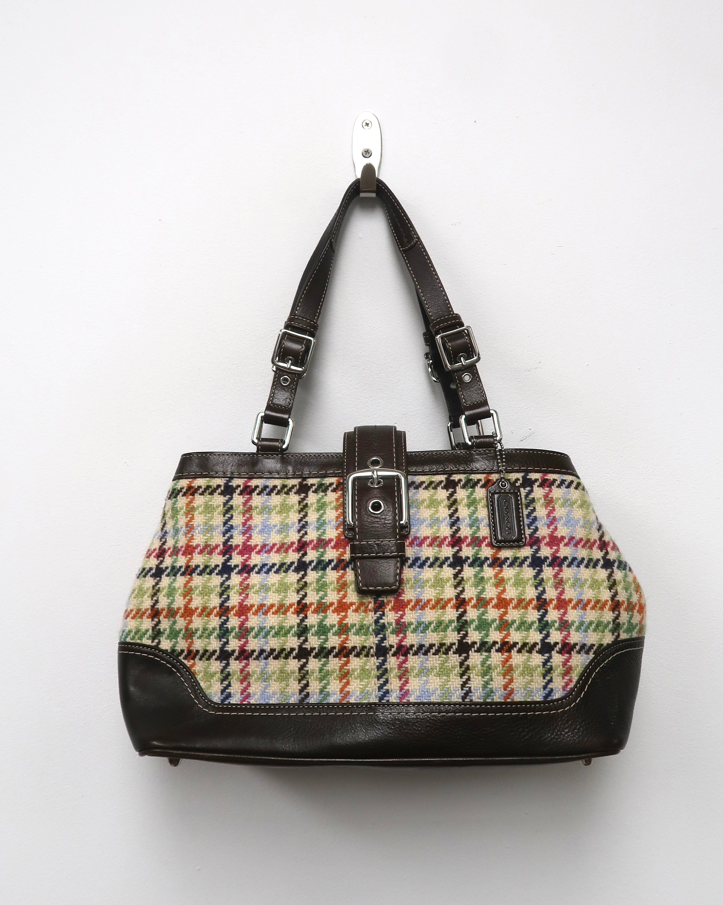Coach Hampton multicolored Tattersall plaid wool bag
