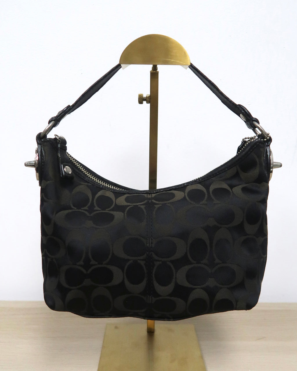 Coach black signature jacquard mini hobo shoulder bag