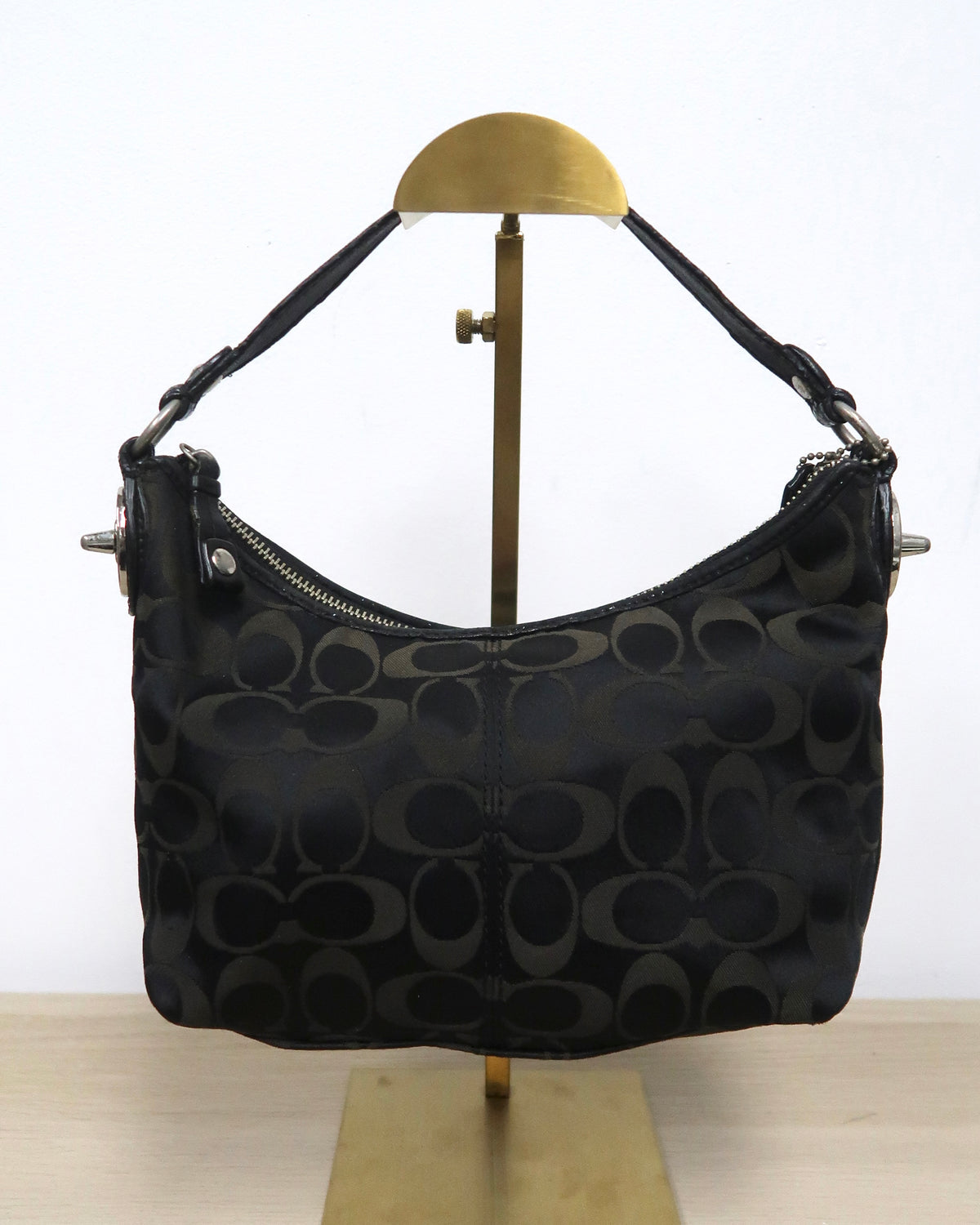 Coach black signature jacquard mini hobo shoulder bag