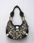 Guess monogram canvas and faux-ostrich/leather shoulder bag