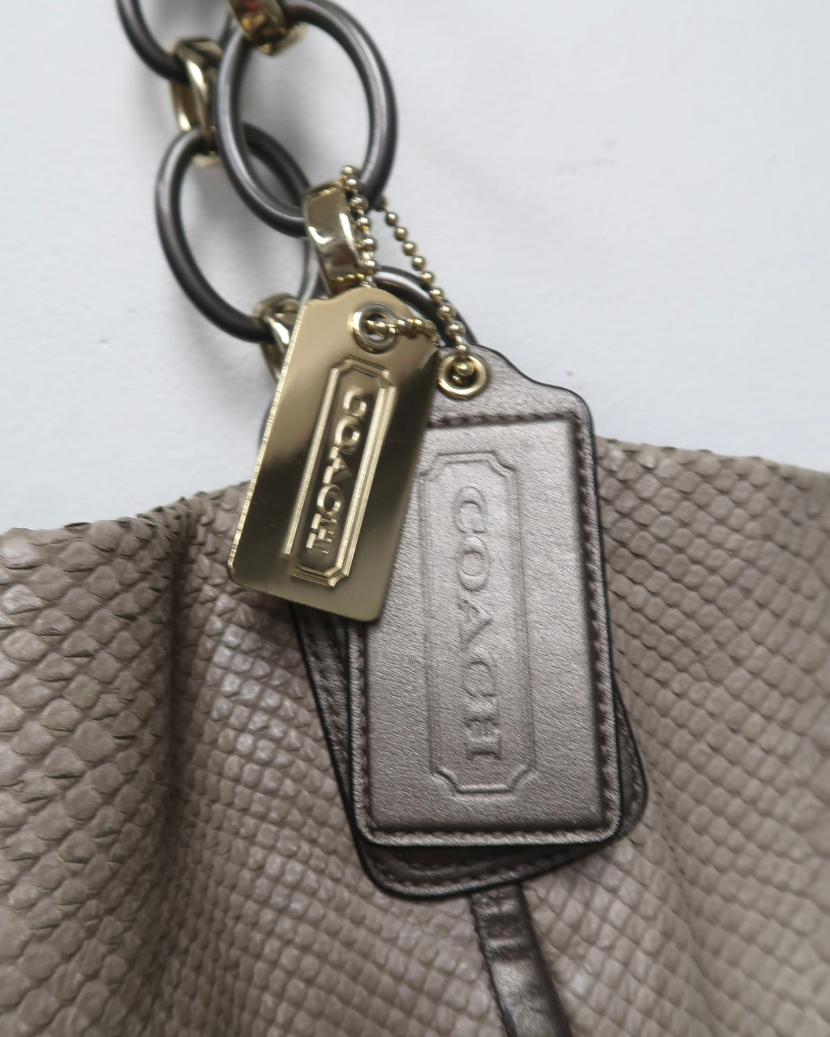 Coach Kristin Embossed Python Leather Shoulder Bag