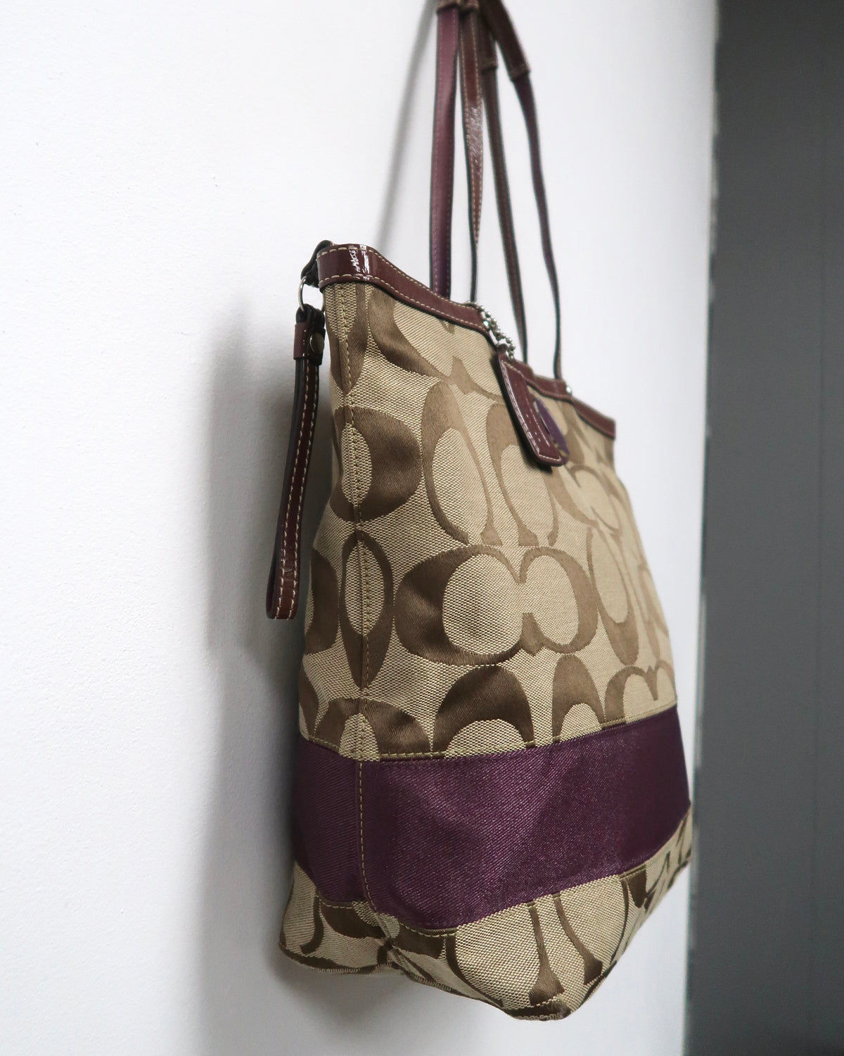 Coach Signature C Jacquard & Berry Stripe Tote