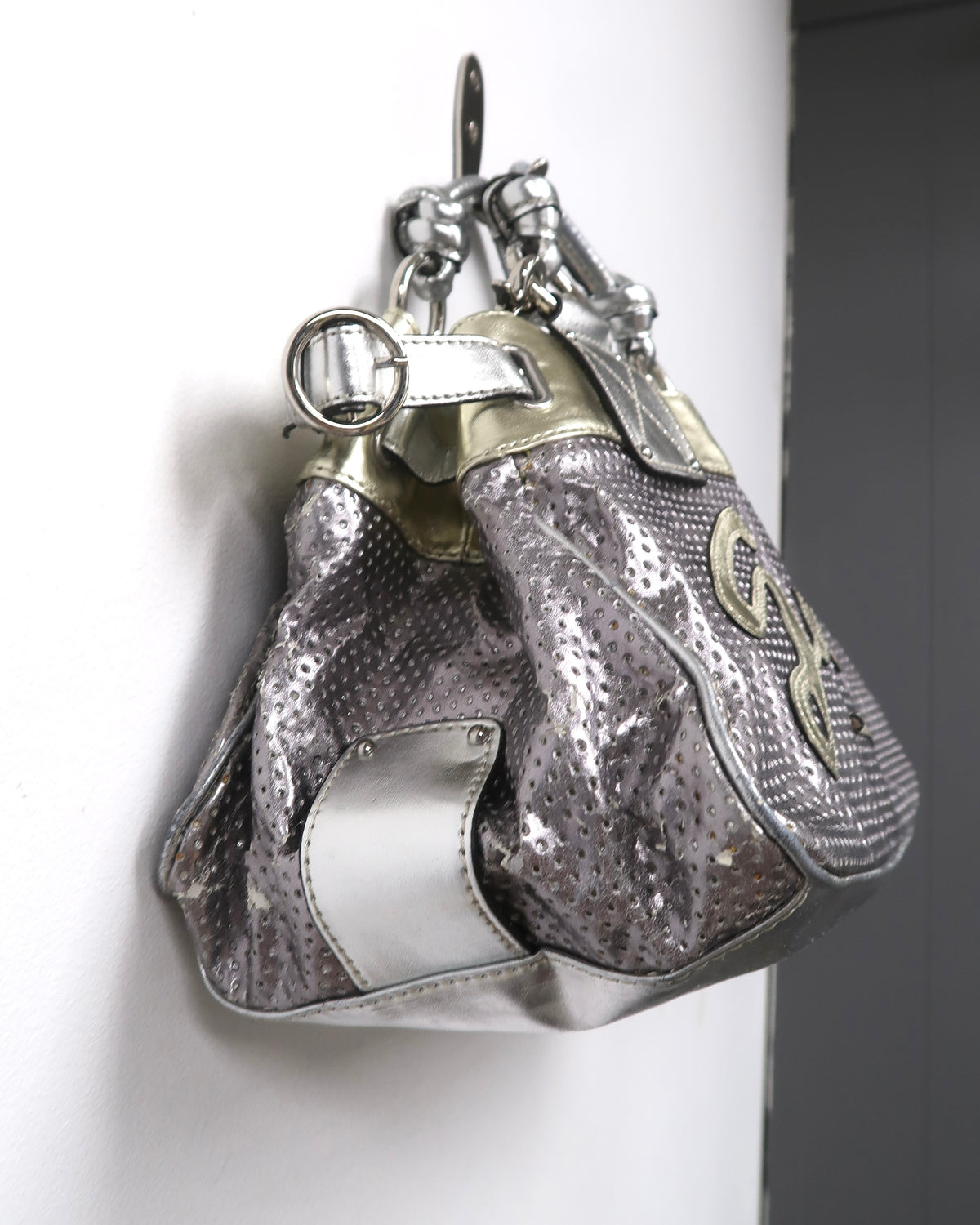 Guess metallic silver shoulder/handbag