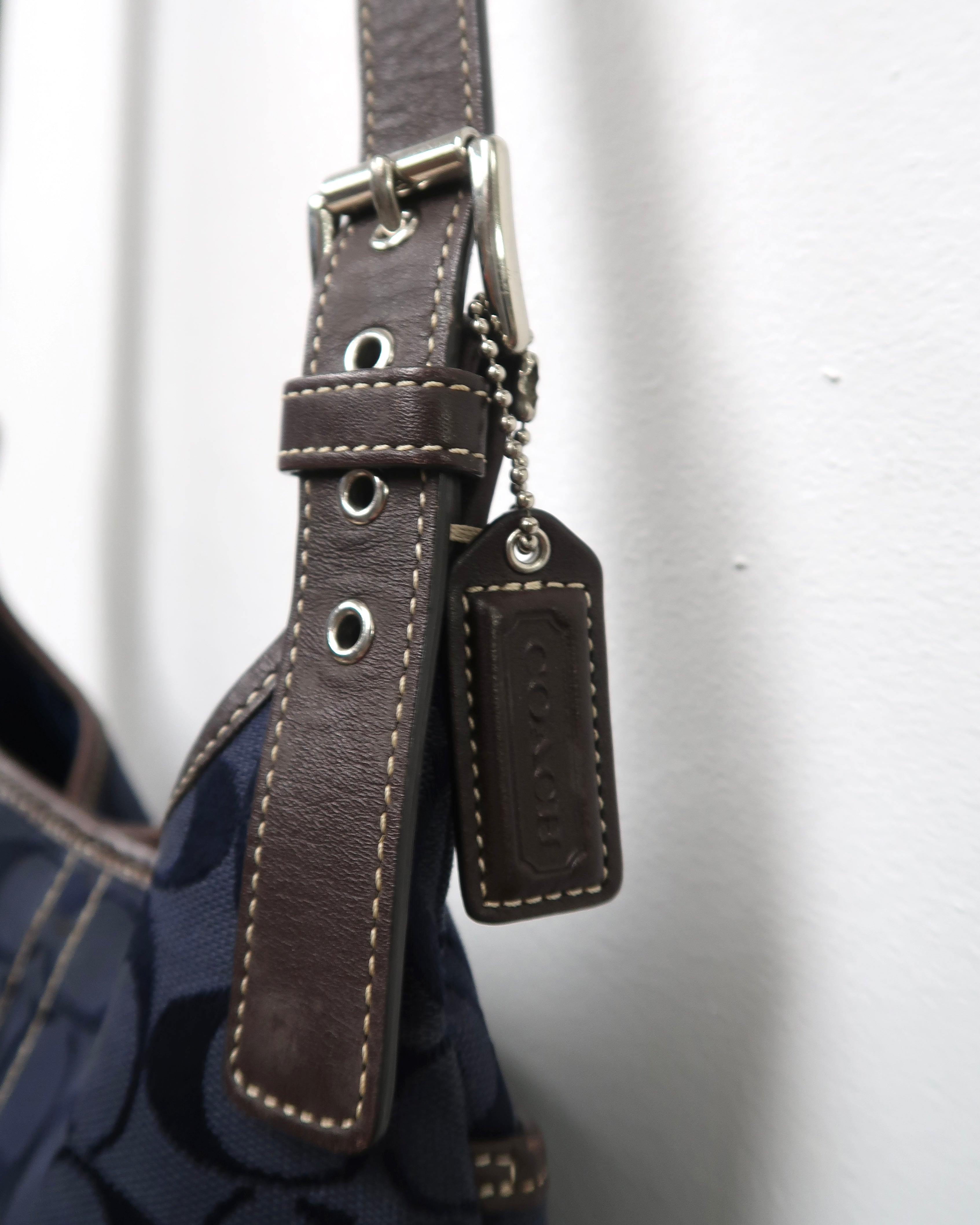 Coach Navy Signature Canvas Shoulder Bag
