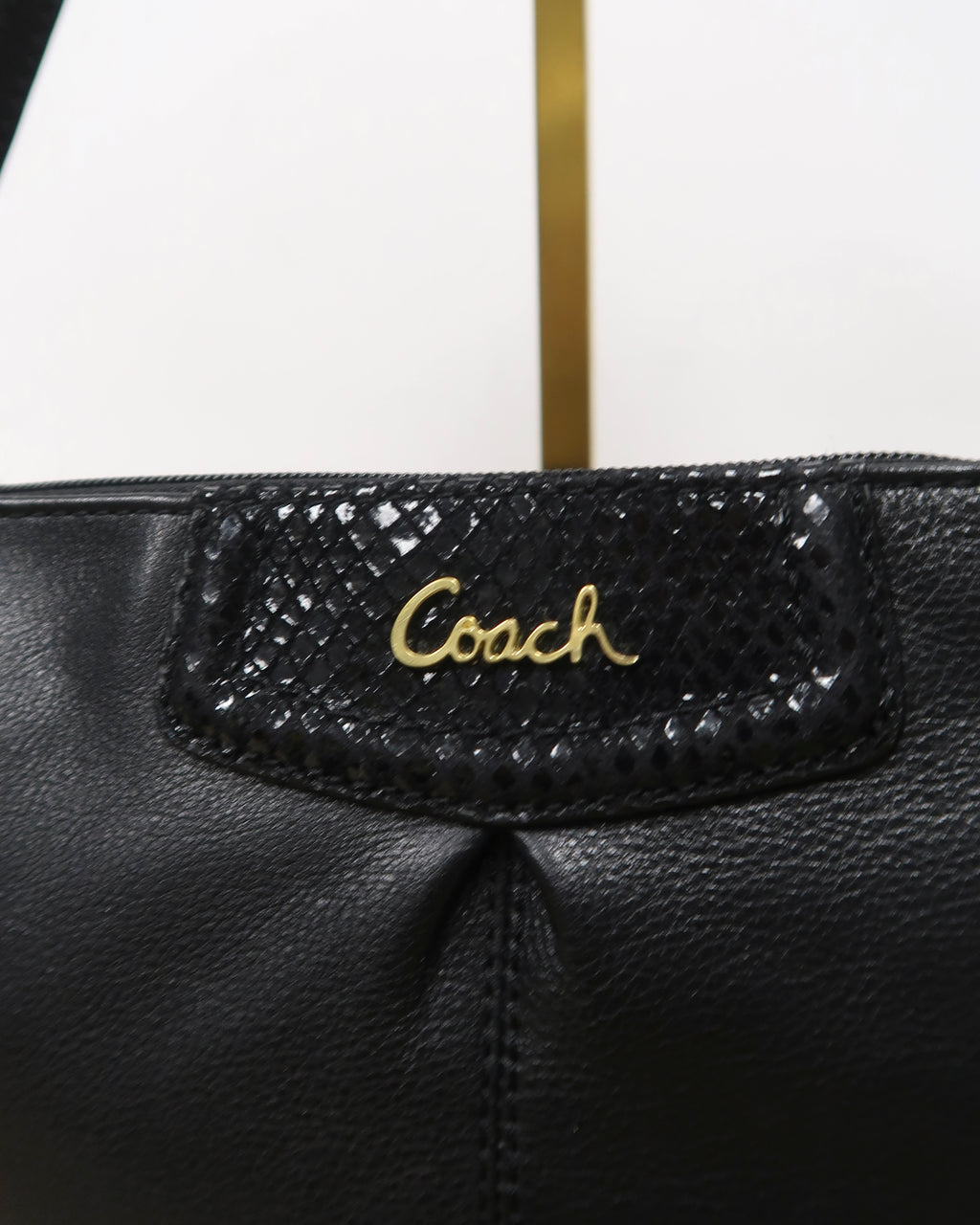 Coach black leather mini wristlet