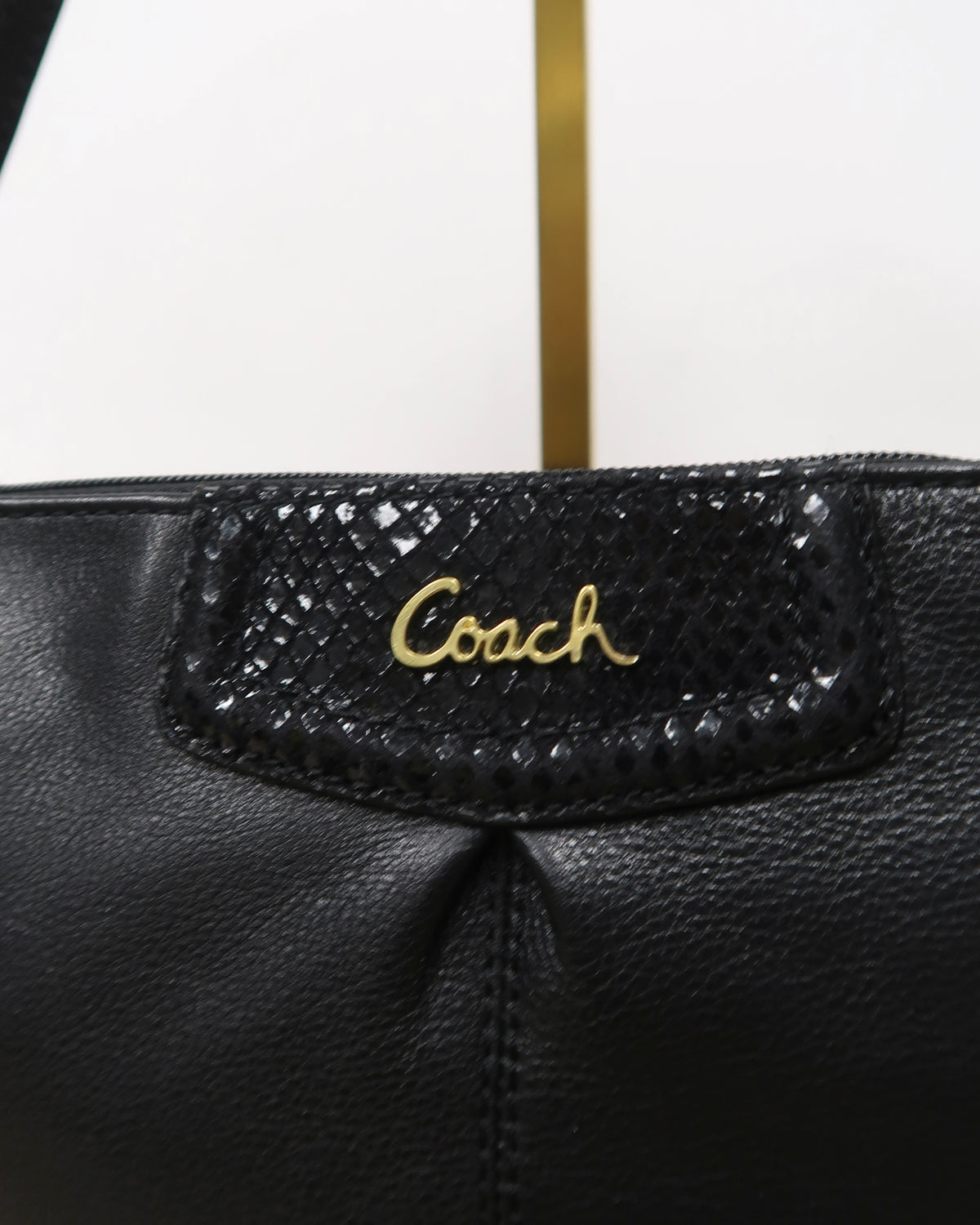 Coach black leather mini wristlet
