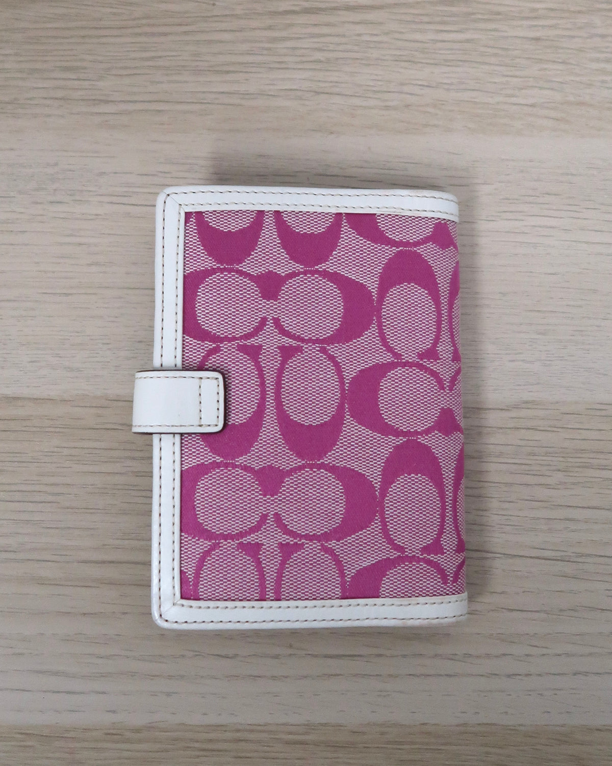 Coach Y2K Pink Signature C Jacquard and White Leather Agenda / Planner Notebook