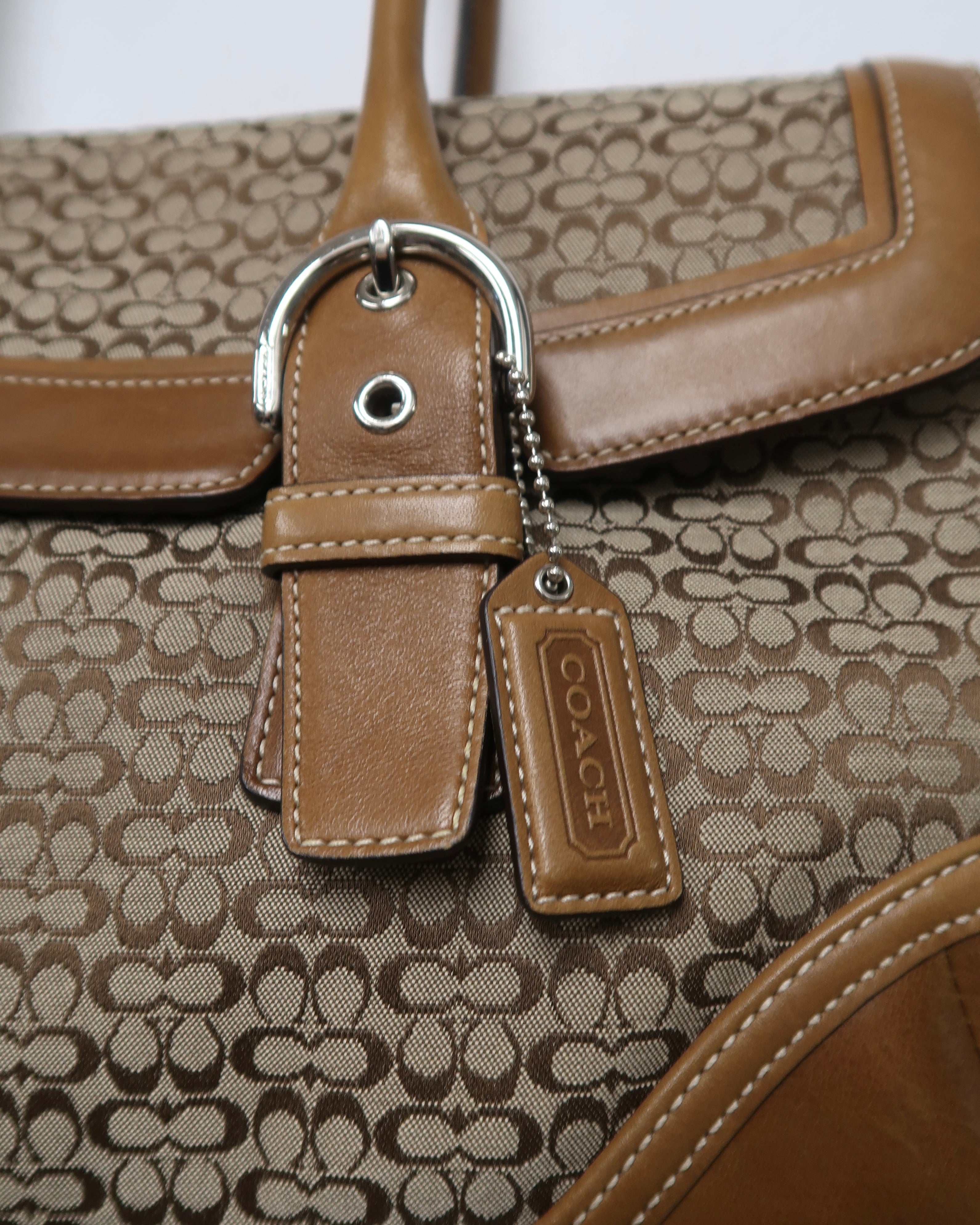 vintage Coach Soho Signature flap buckle satchel handbag
