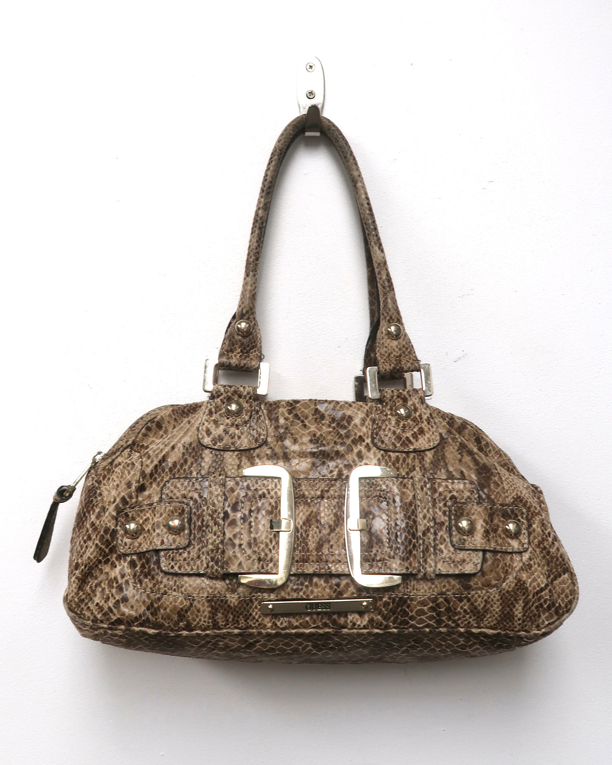 GUESS faux snakeskin-print shoulder/satchel bag