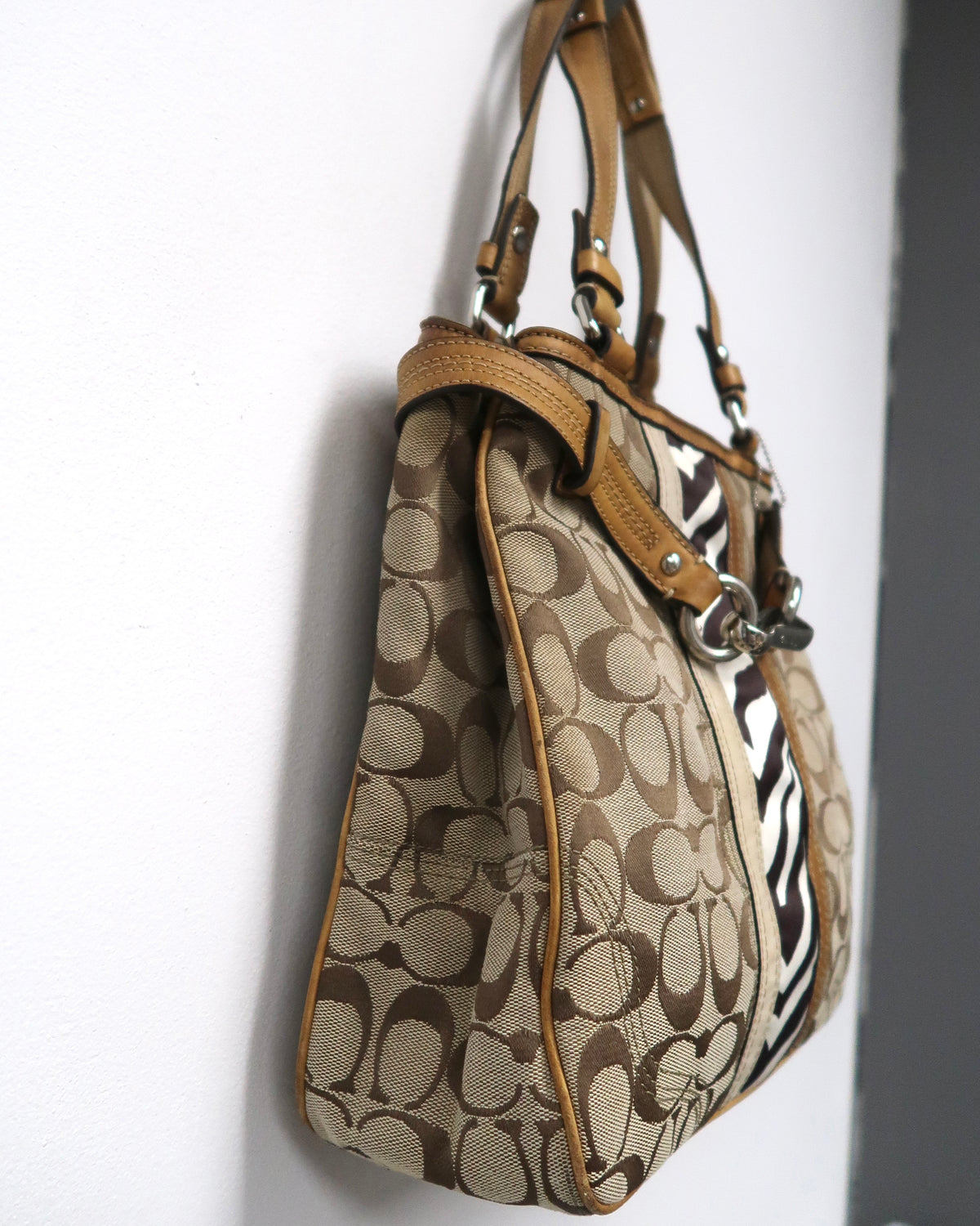 Coach Hamptons Signature Stripe Nancy Tote Bag