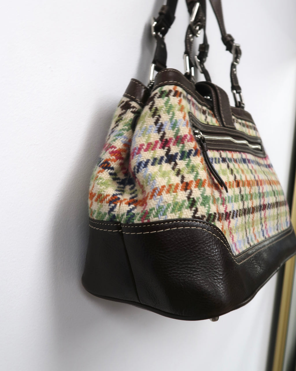 Coach Hampton multicolored Tattersall plaid wool bag