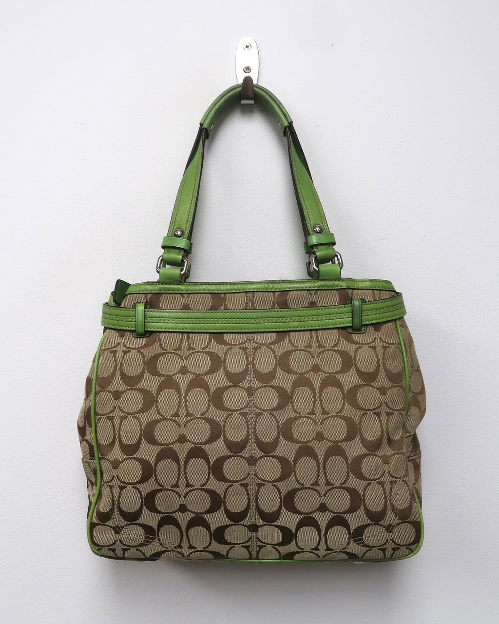 Coach Nancy Signature Stripe Zebra Tote Bag