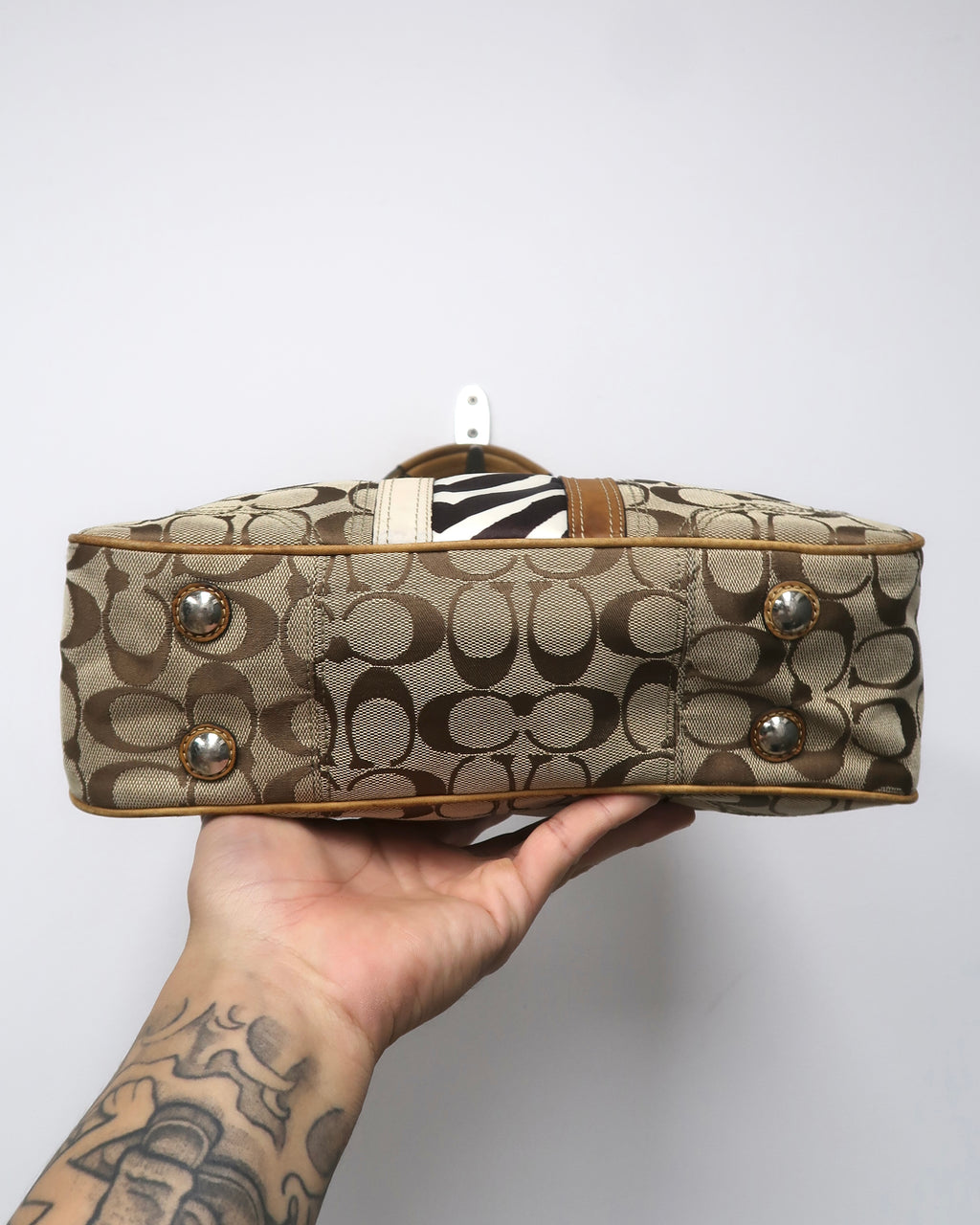 Coach Hamptons Signature Stripe Nancy Tote Bag