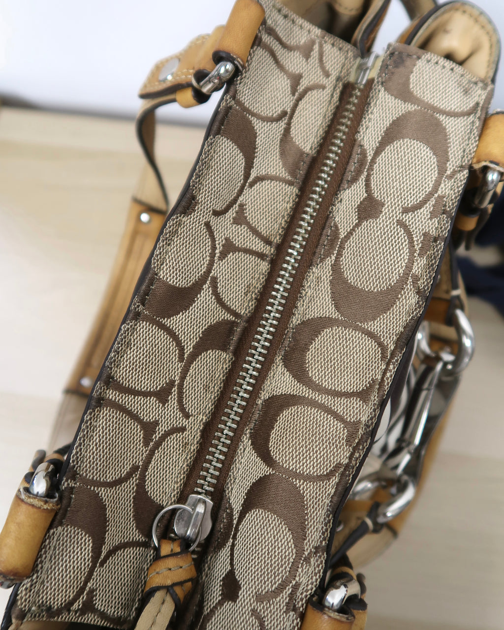 Coach Hamptons Signature Stripe Nancy Tote Bag