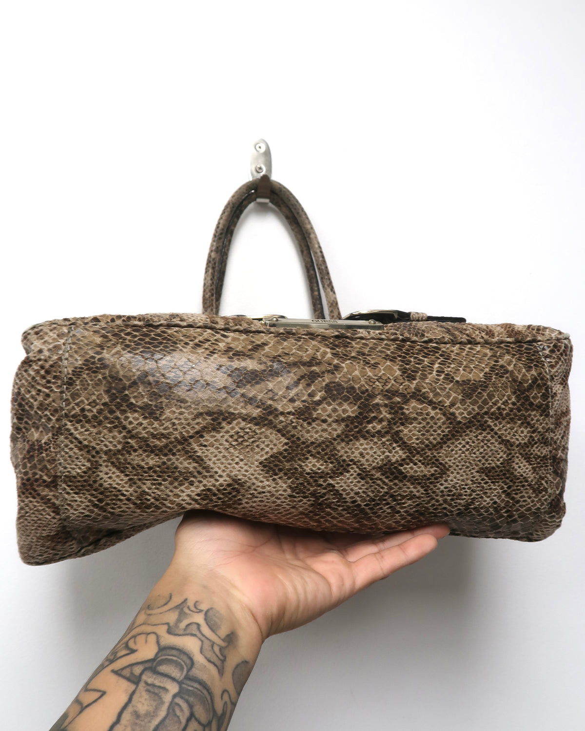 GUESS faux snakeskin-print shoulder/satchel bag