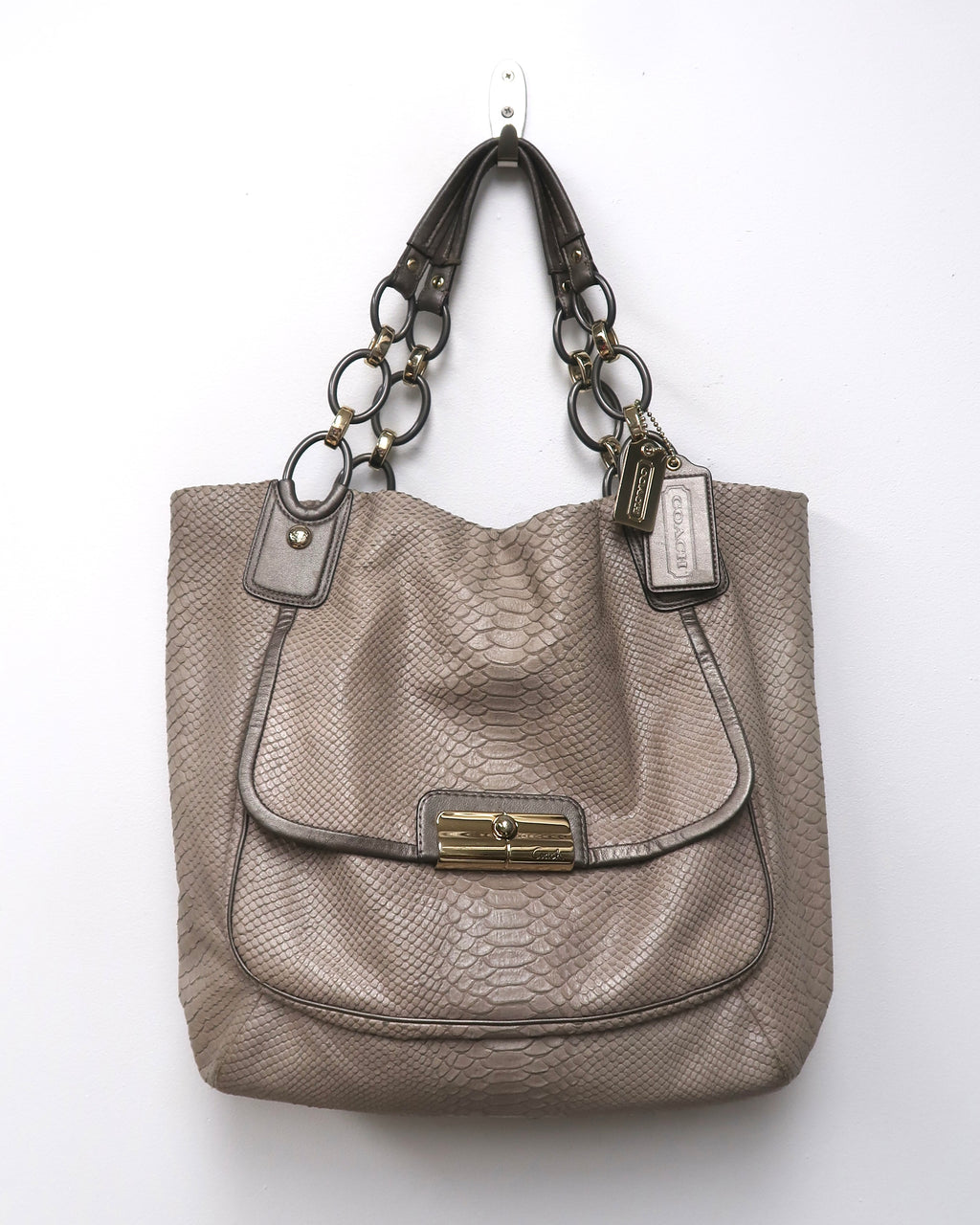 Coach Kristin Embossed Python Leather Shoulder Bag