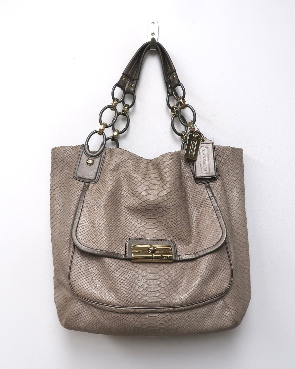 Coach Kristin Embossed Python Leather Shoulder Bag