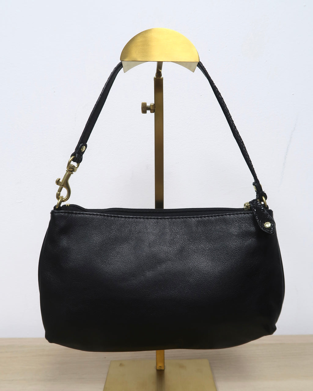 Coach black leather mini wristlet
