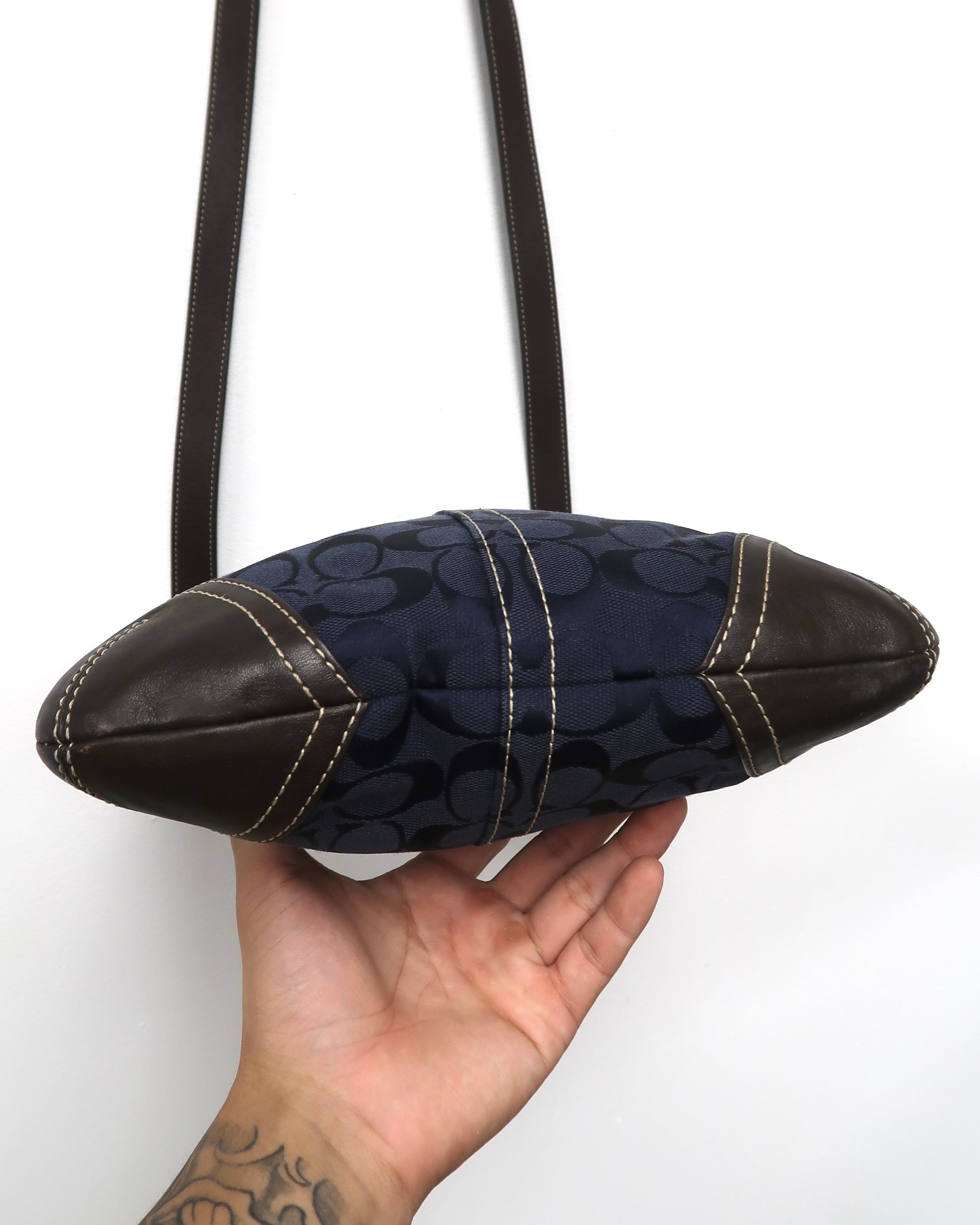 Coach Navy Signature Canvas Shoulder Bag