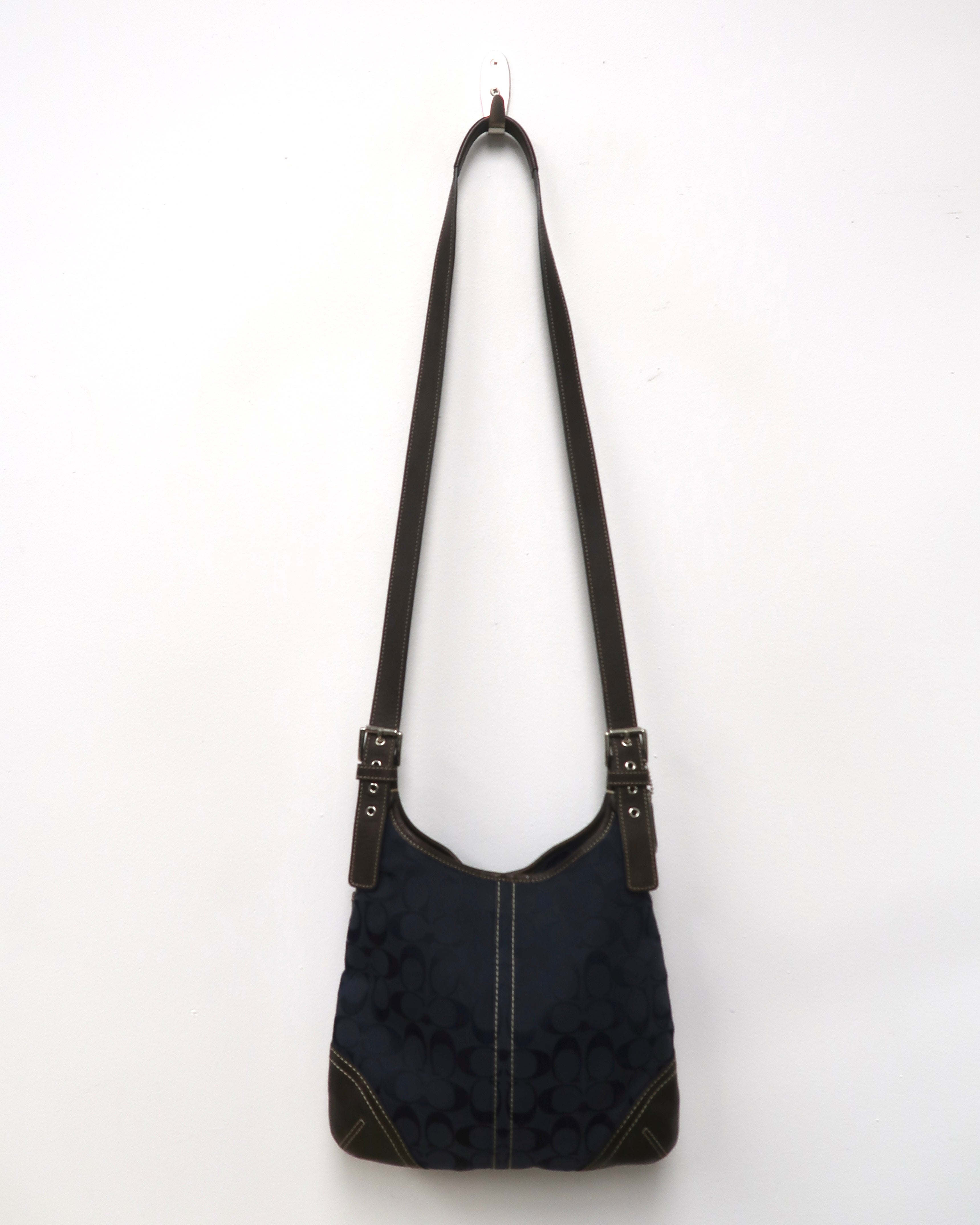 Coach Navy Signature Canvas Shoulder Bag