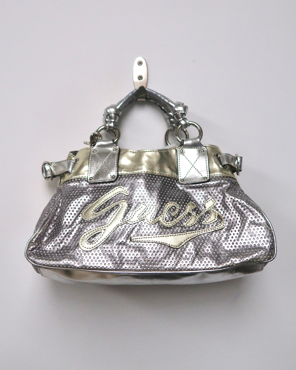 Guess metallic silver shoulder/handbag