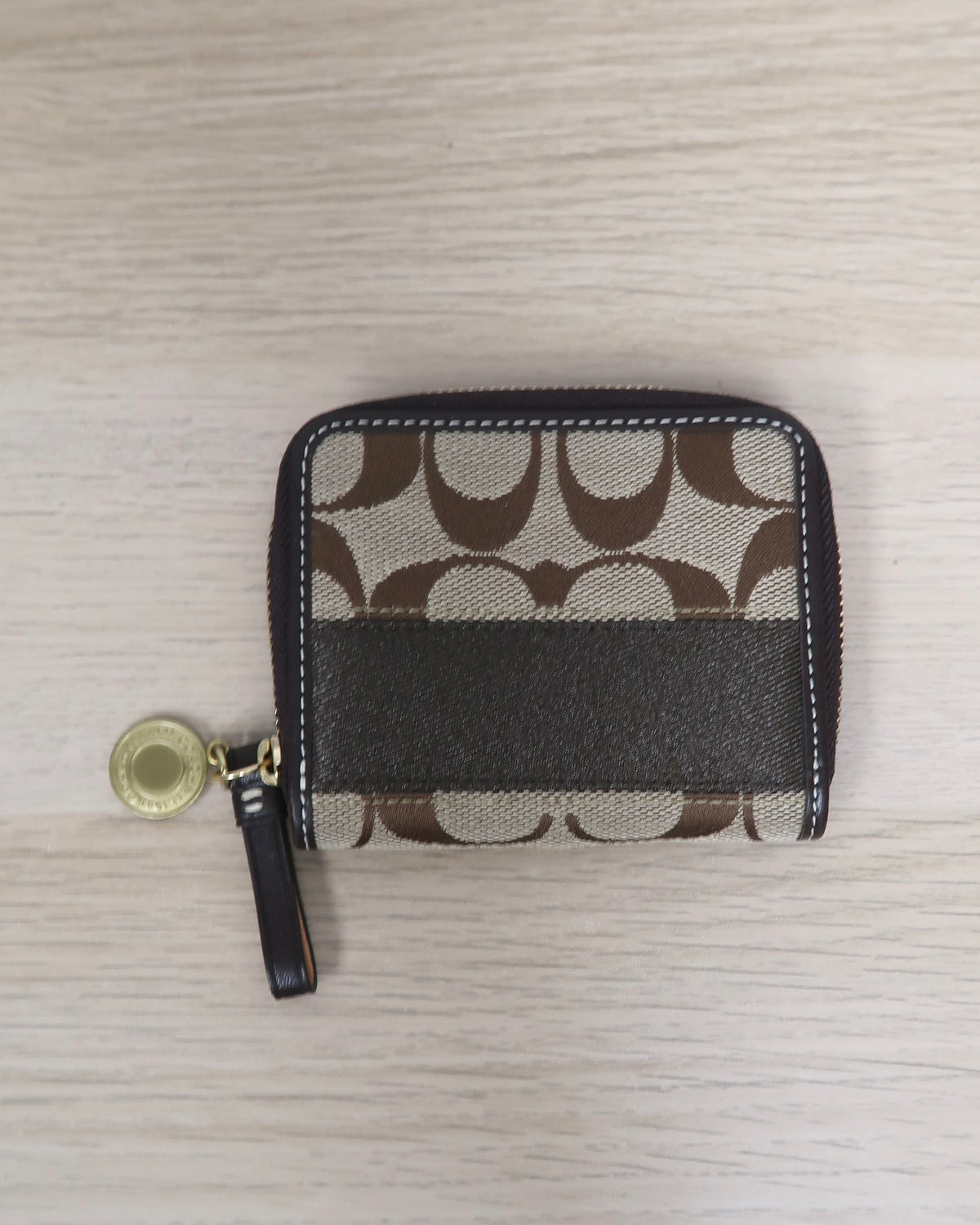 Coach Signature Stripe Zip Around / Bifold Wallet