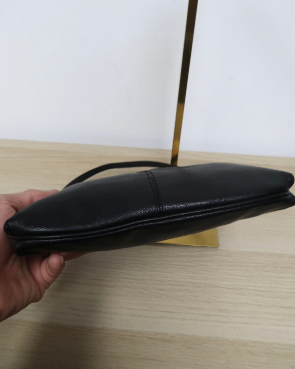 Coach black leather mini wristlet