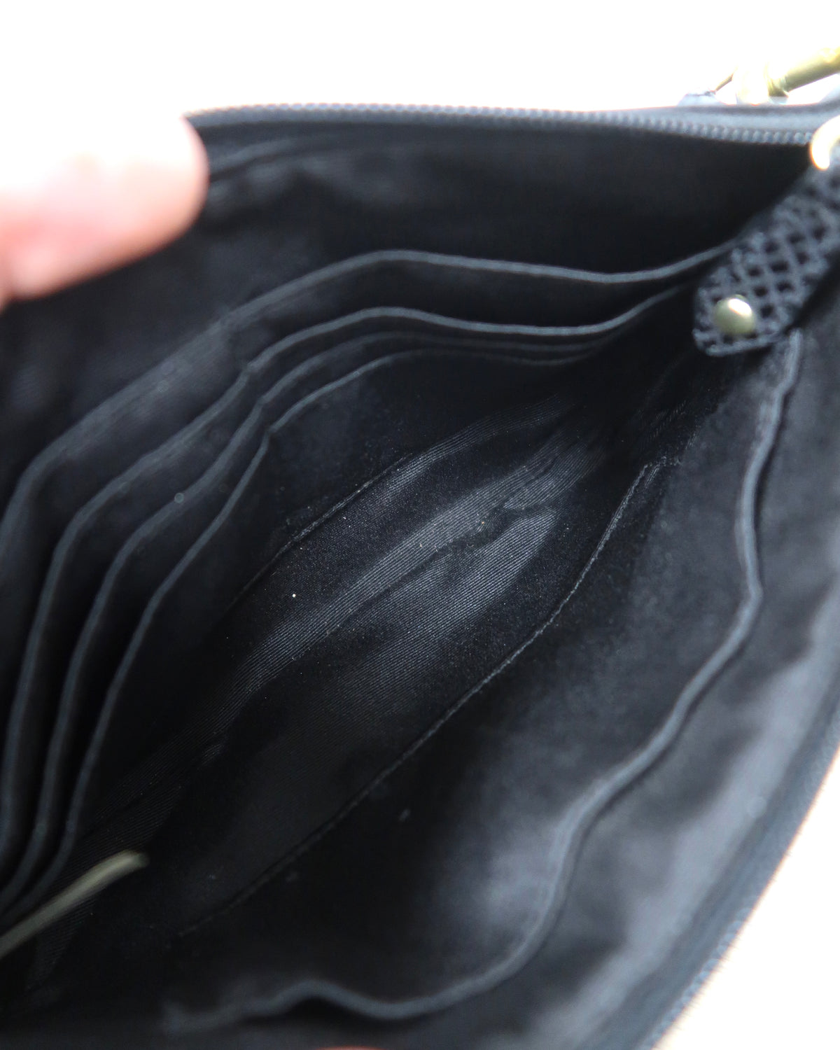 Coach black leather mini wristlet