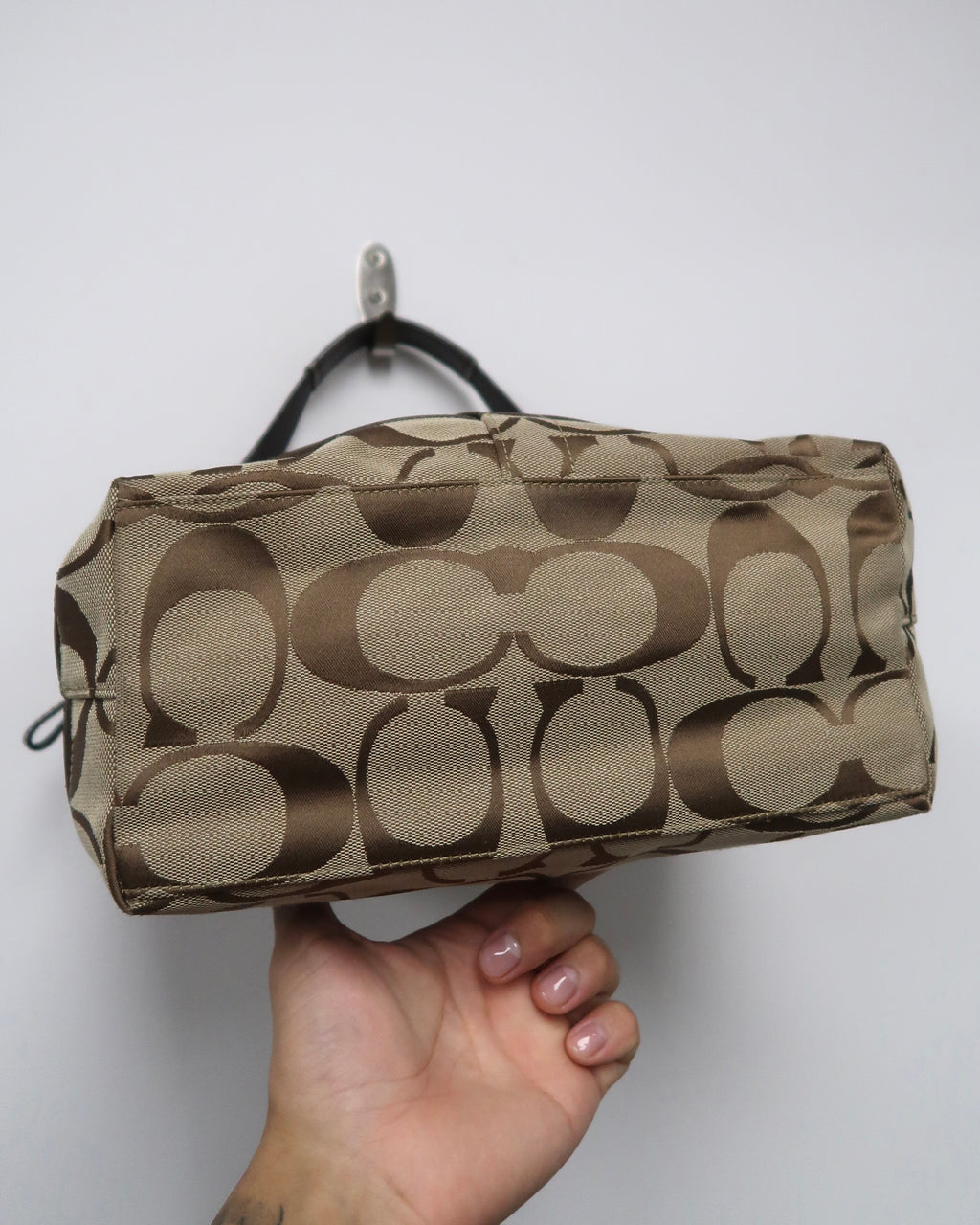 Coach Signature Stripe canvas hobo shoulder bag