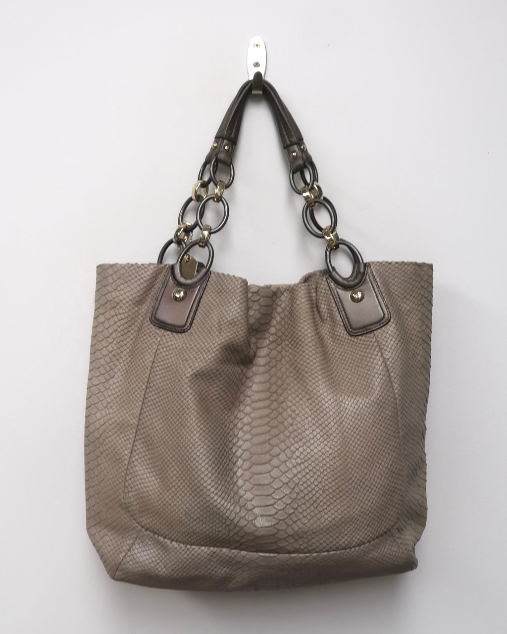 Coach Kristin Embossed Python Leather Shoulder Bag
