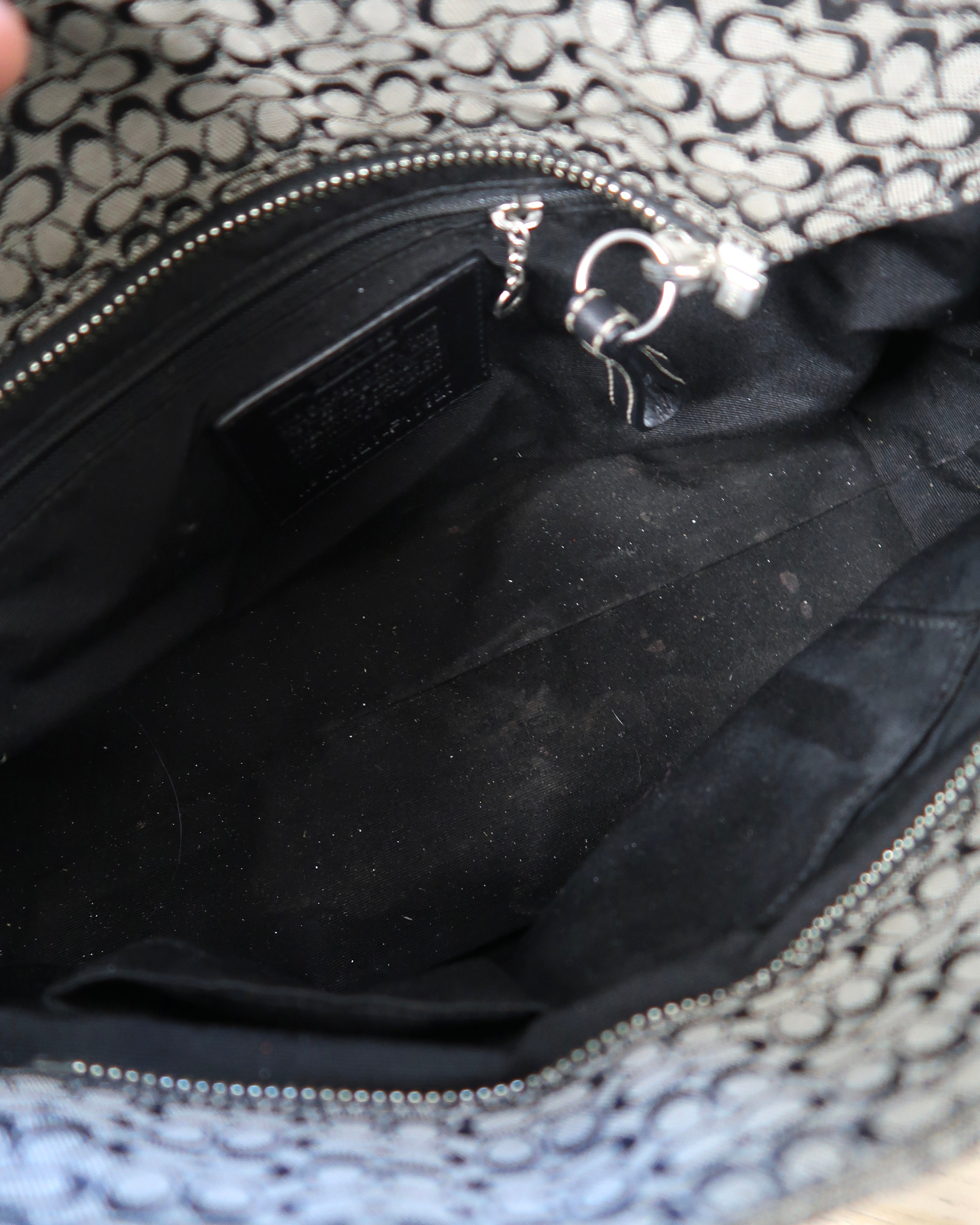 Coach Soho Signature Small Black Gray Canvas Satchel Bag