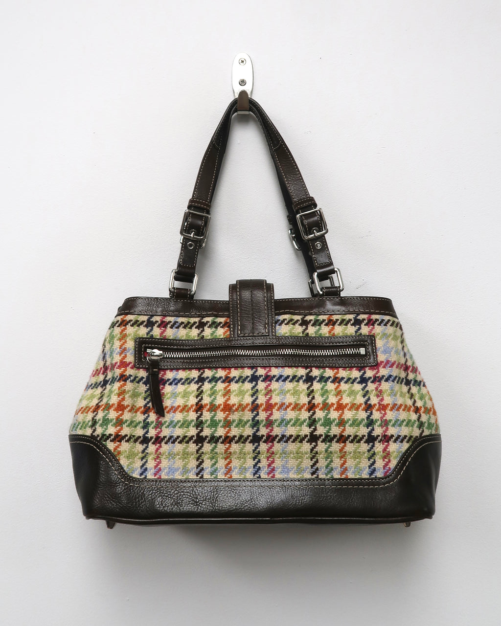 Coach Hampton multicolored Tattersall plaid wool bag