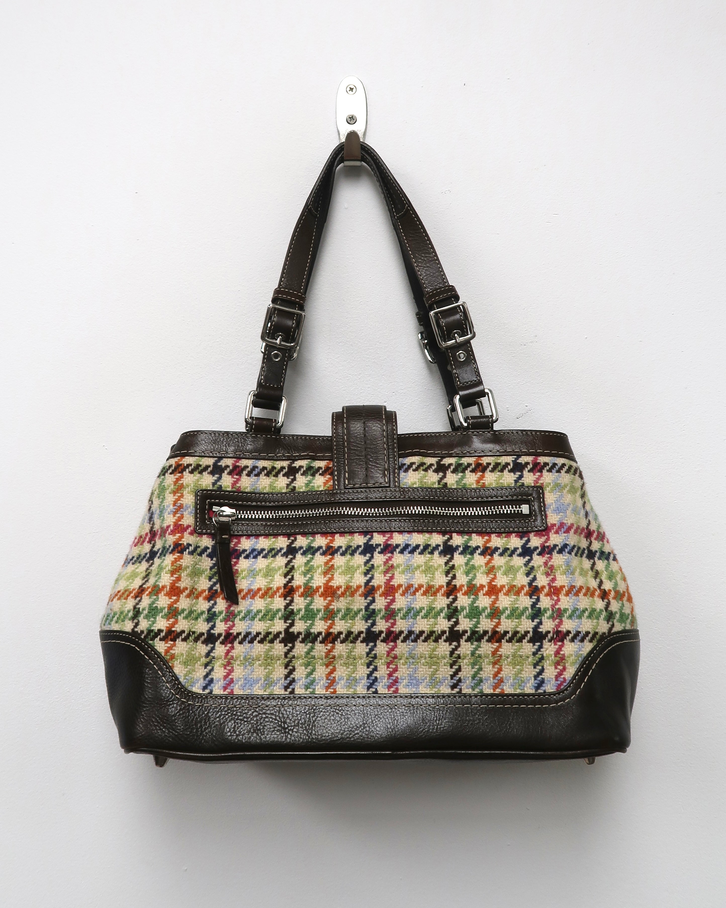 Coach Hampton multicolored Tattersall plaid wool bag