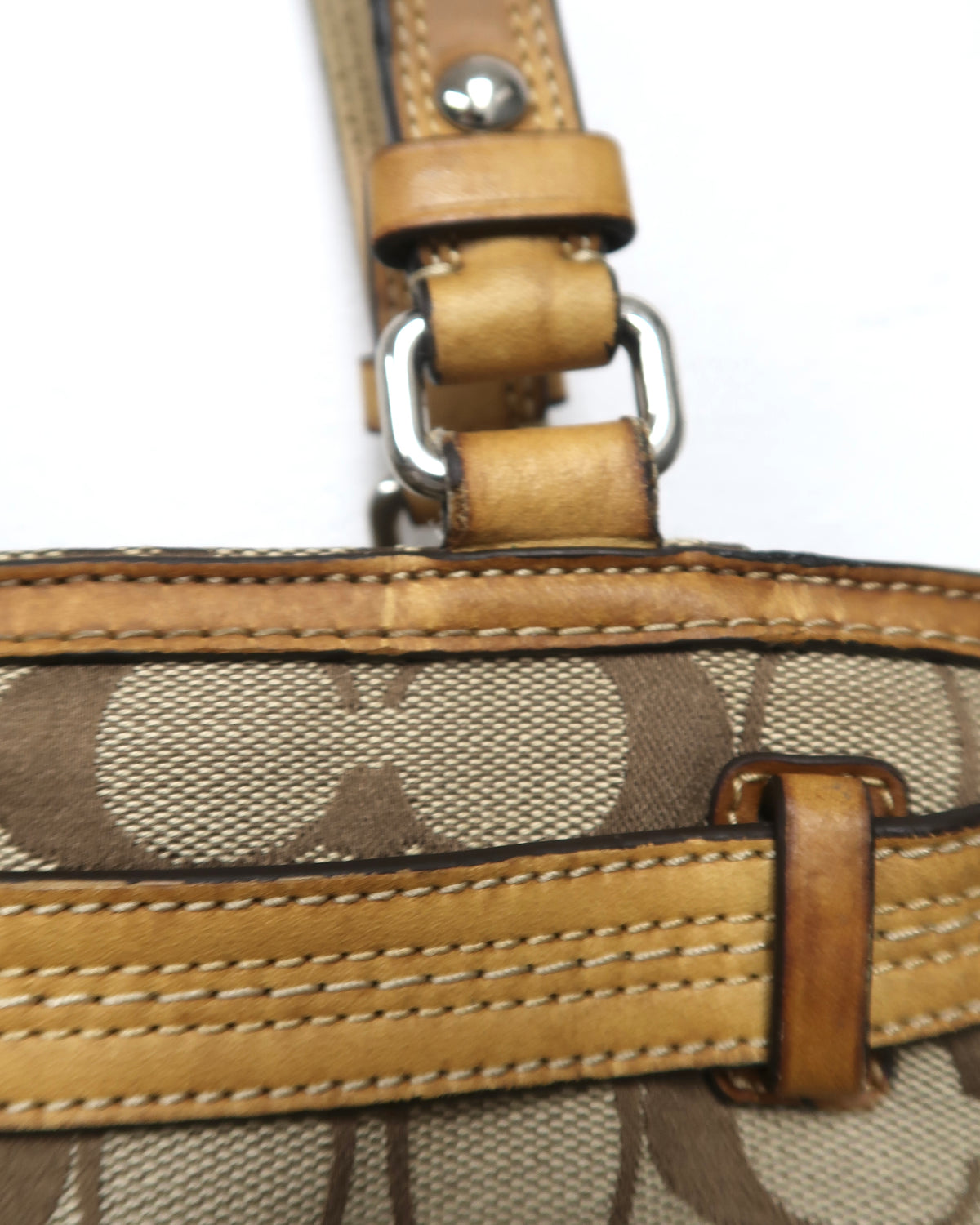 Coach Hamptons Signature Stripe Nancy Tote Bag