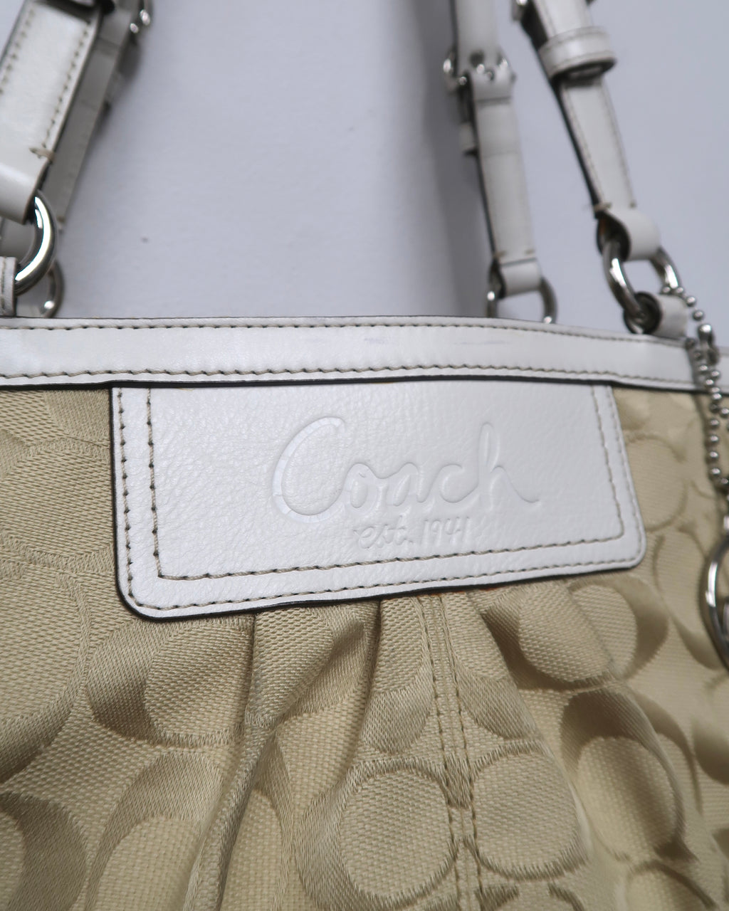 Coach Signature Pleated East/West Gallery Tote Shoulder Bag