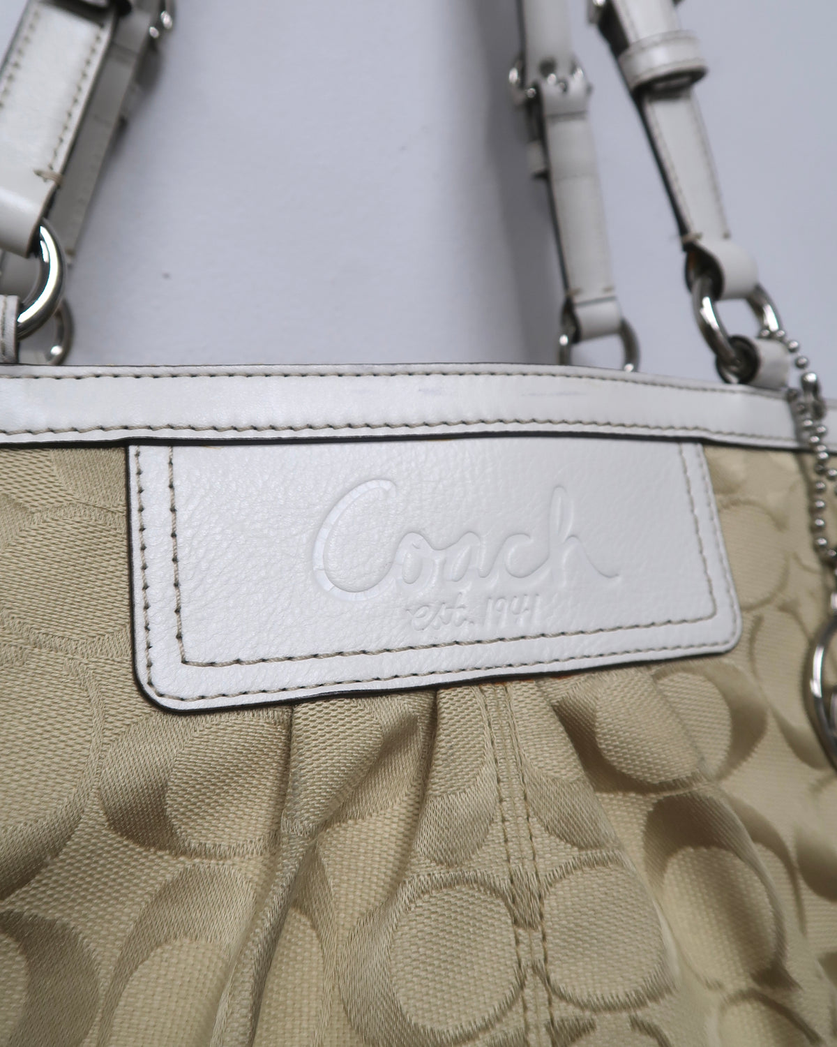Coach Signature Pleated East/West Gallery Tote Shoulder Bag