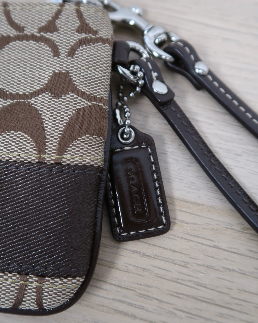 Coach signature canvas wristlet