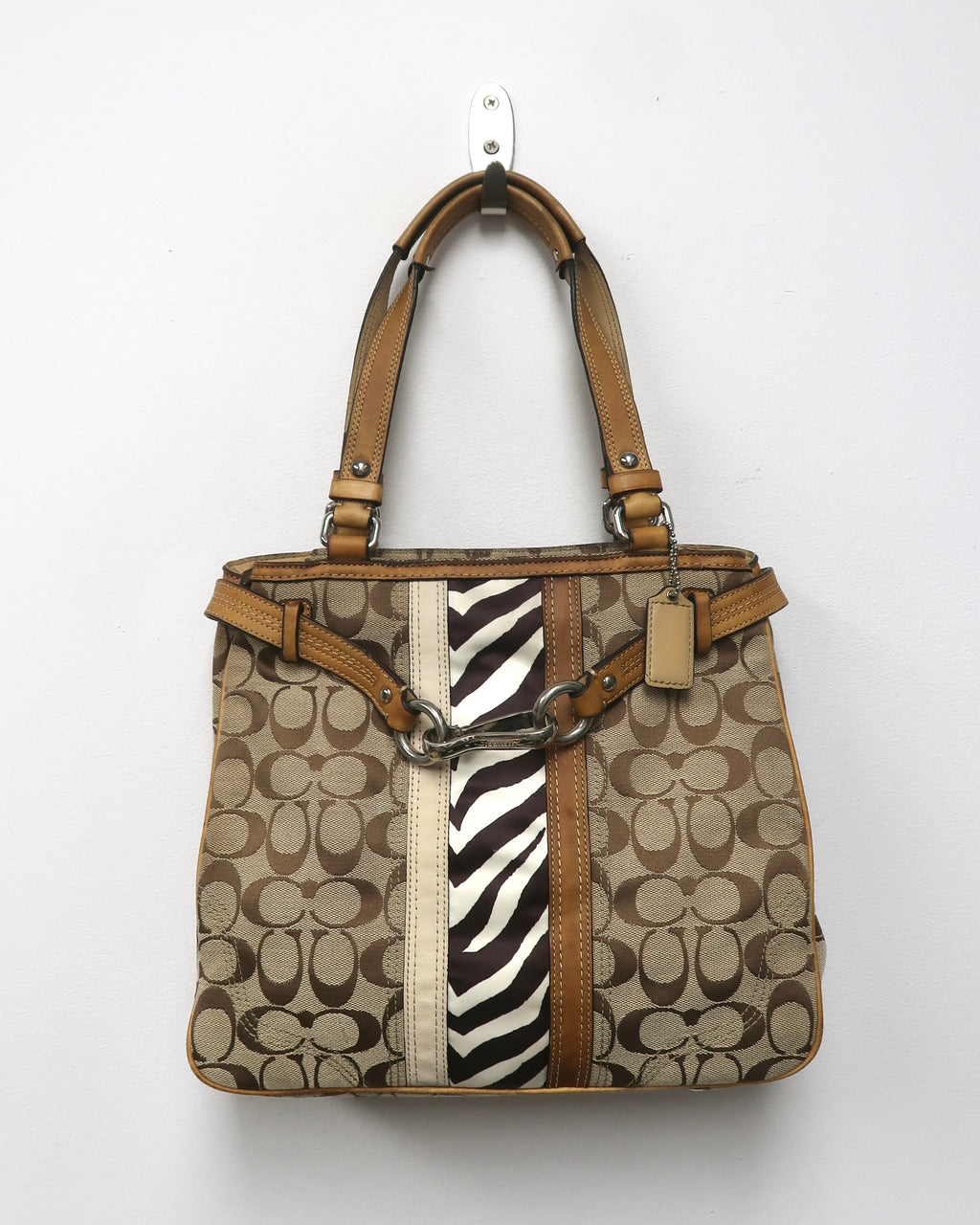 Coach Hamptons Signature Stripe Nancy Tote Bag