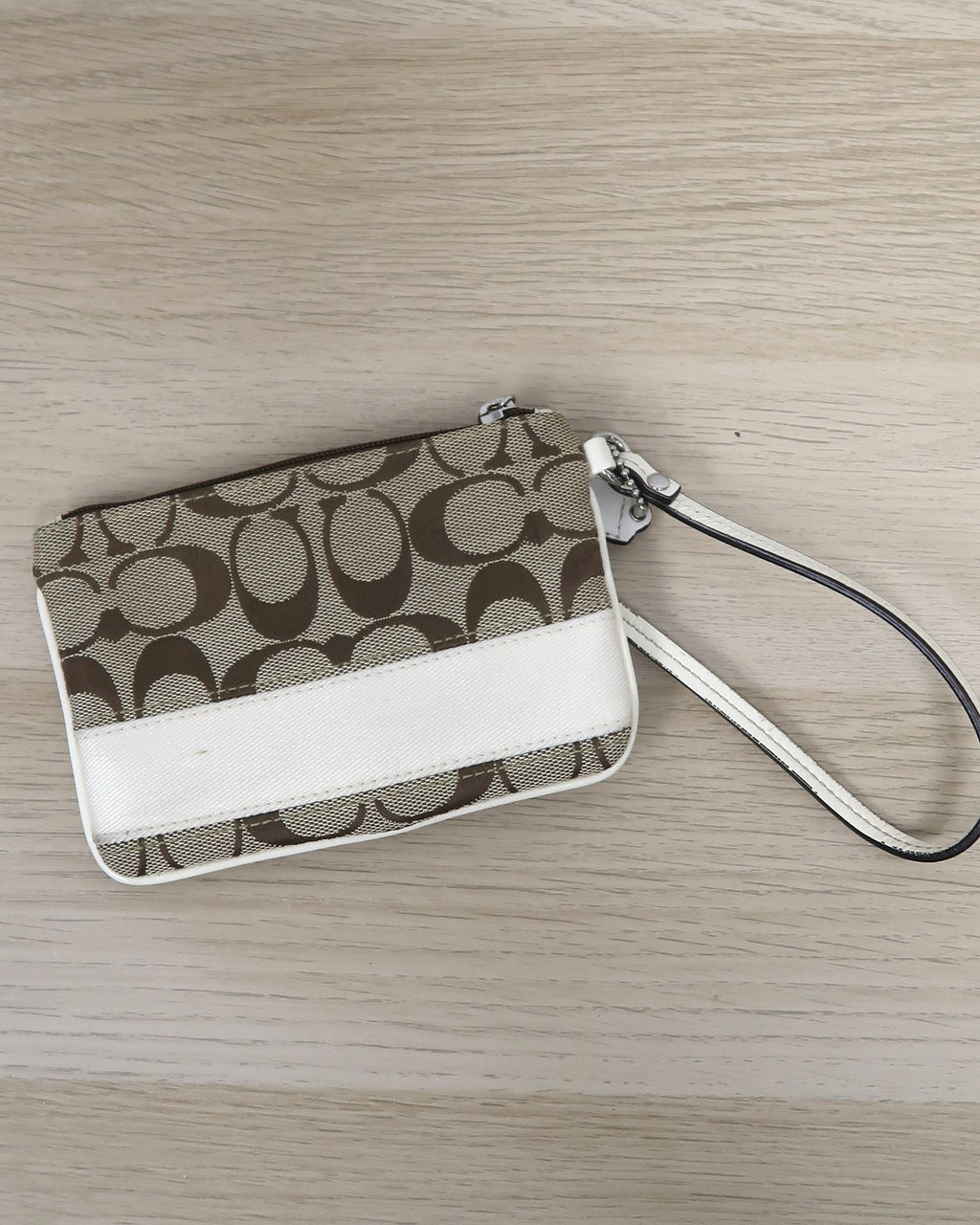 Coach Signature Stripe wristlet