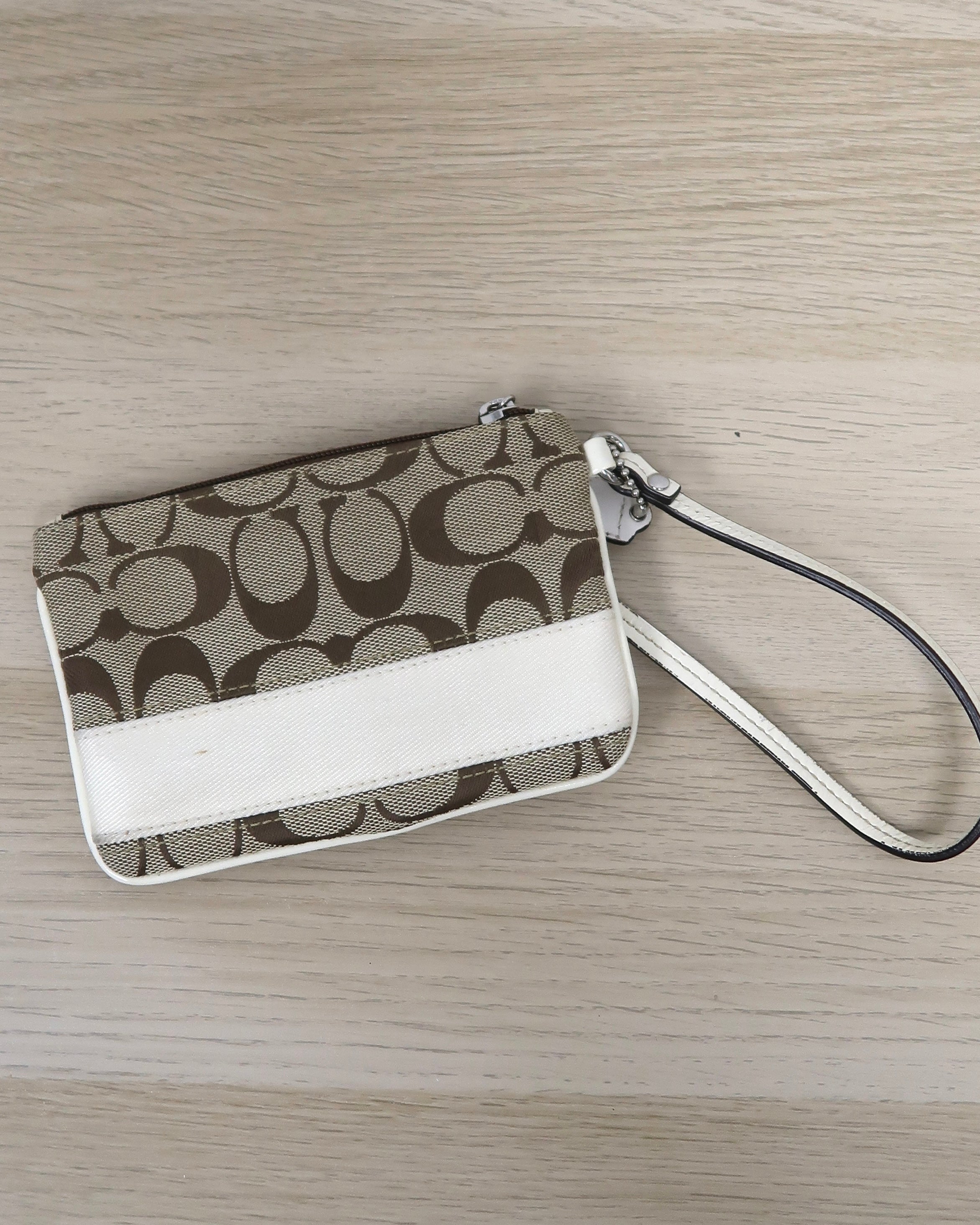 Coach Signature Stripe wristlet