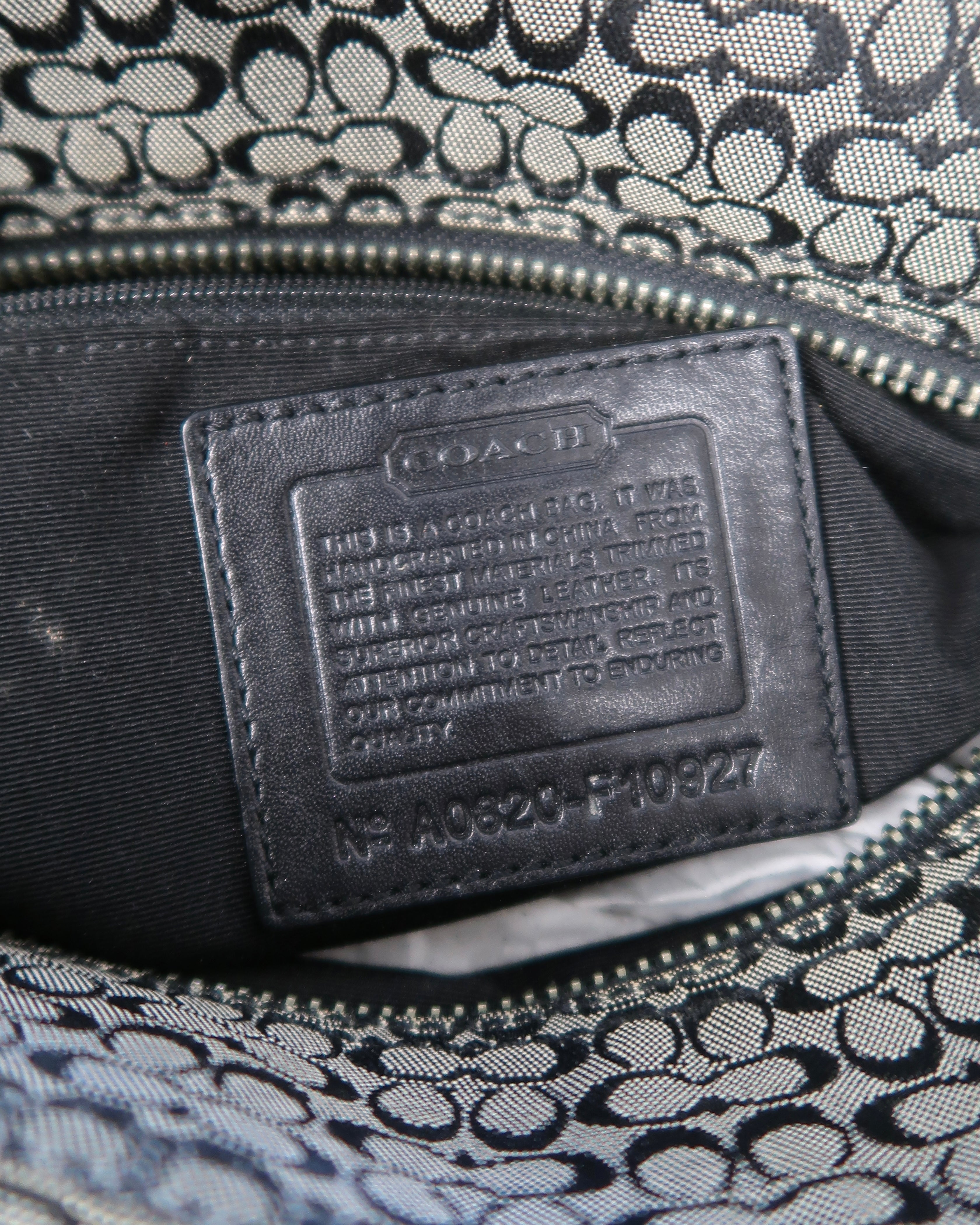 Coach Soho Signature Small Black Gray Canvas Satchel Bag