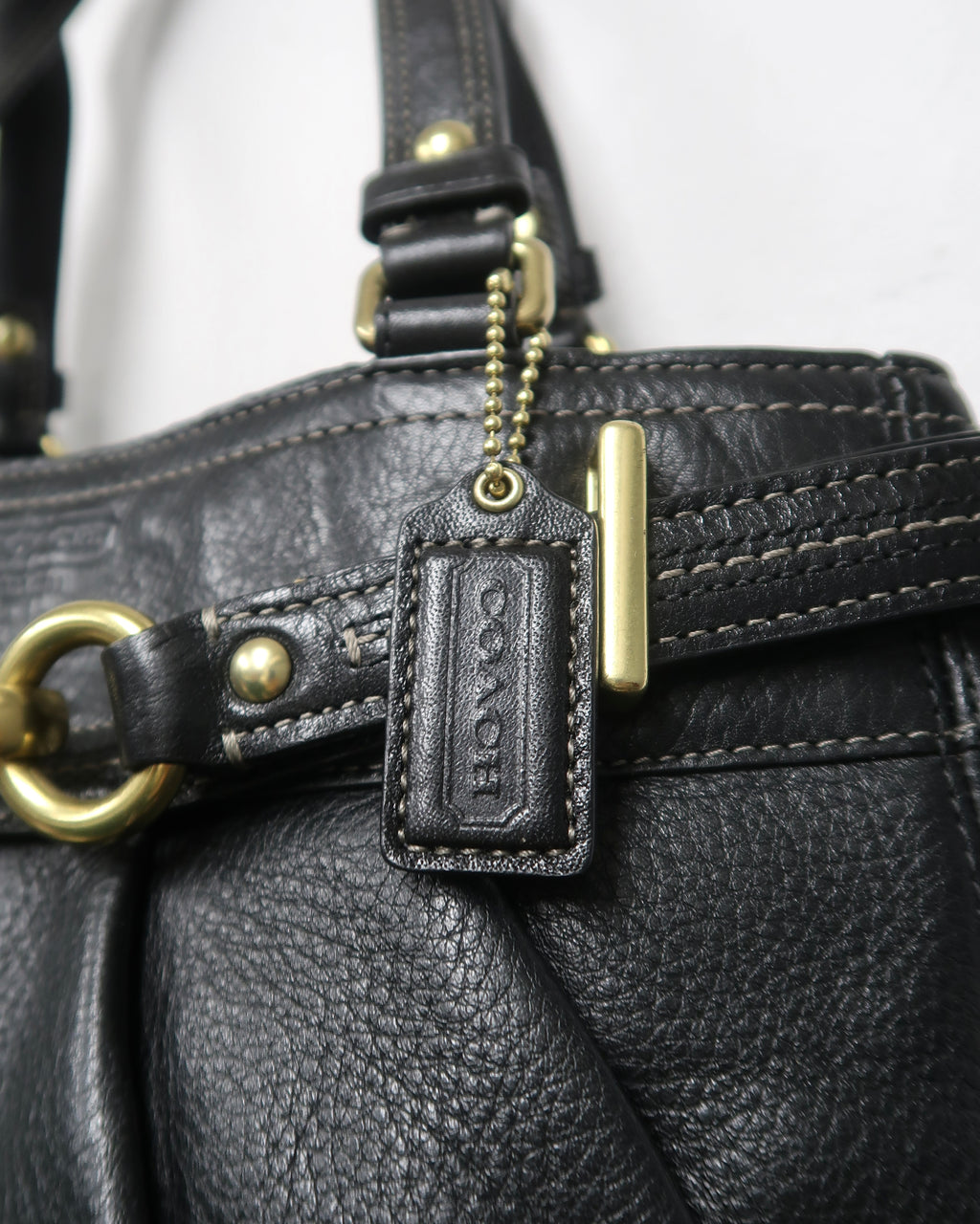 Vintage Coach Hamptons Pleated Leather Tote